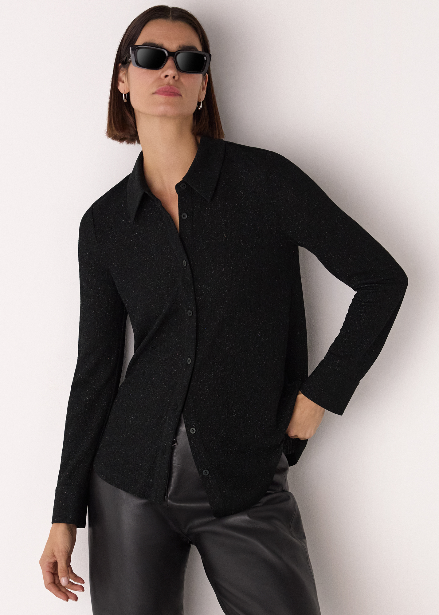 Whistles Women's Black/Multi Eva Sparkle Shirt Size 18