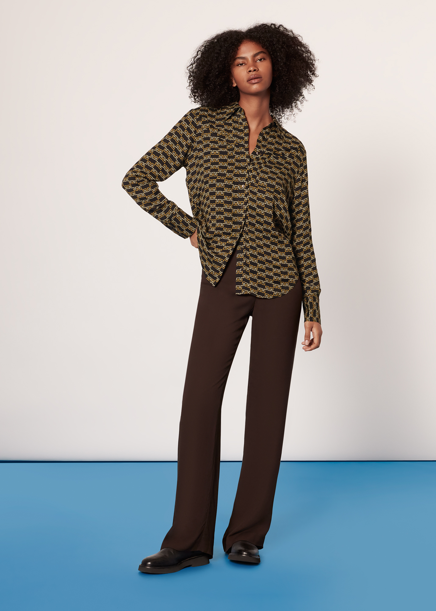 Whistles Women's Black/Multi Tangle Check Shirt Size 6