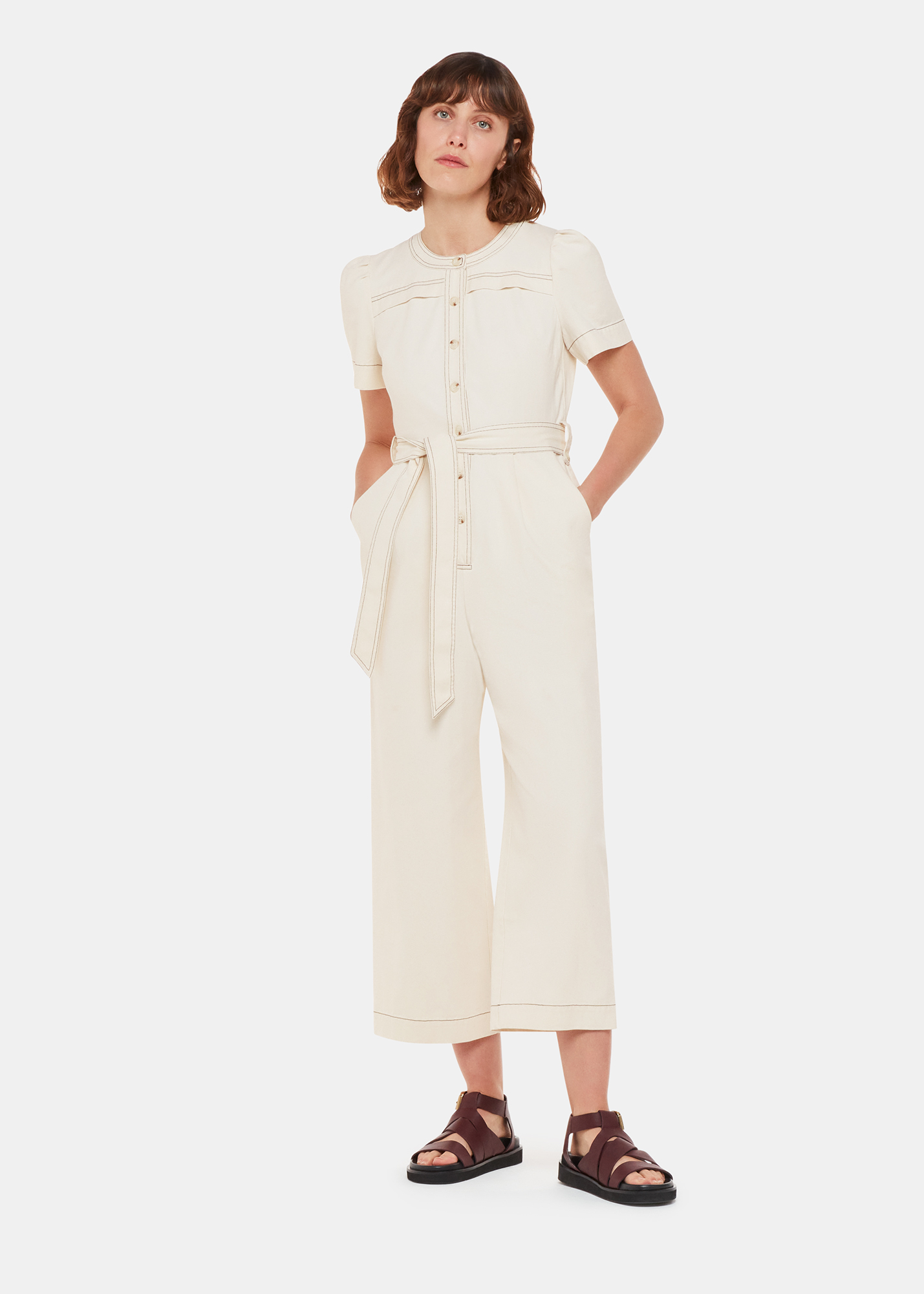 Whistles Women's Ivory Alana Denim Jumpsuit