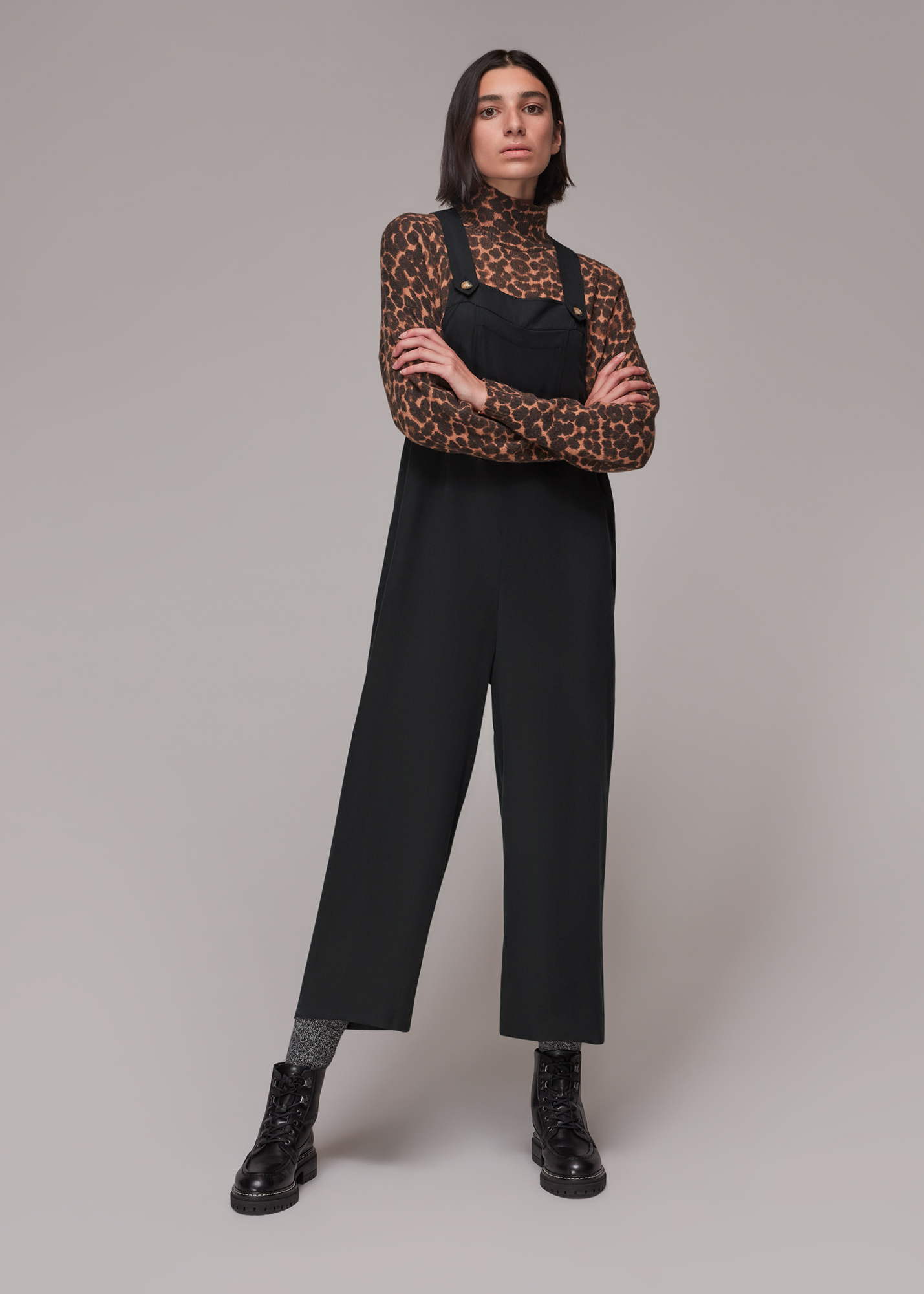 Whistles Women's Black Rita Dungarees Size 6
