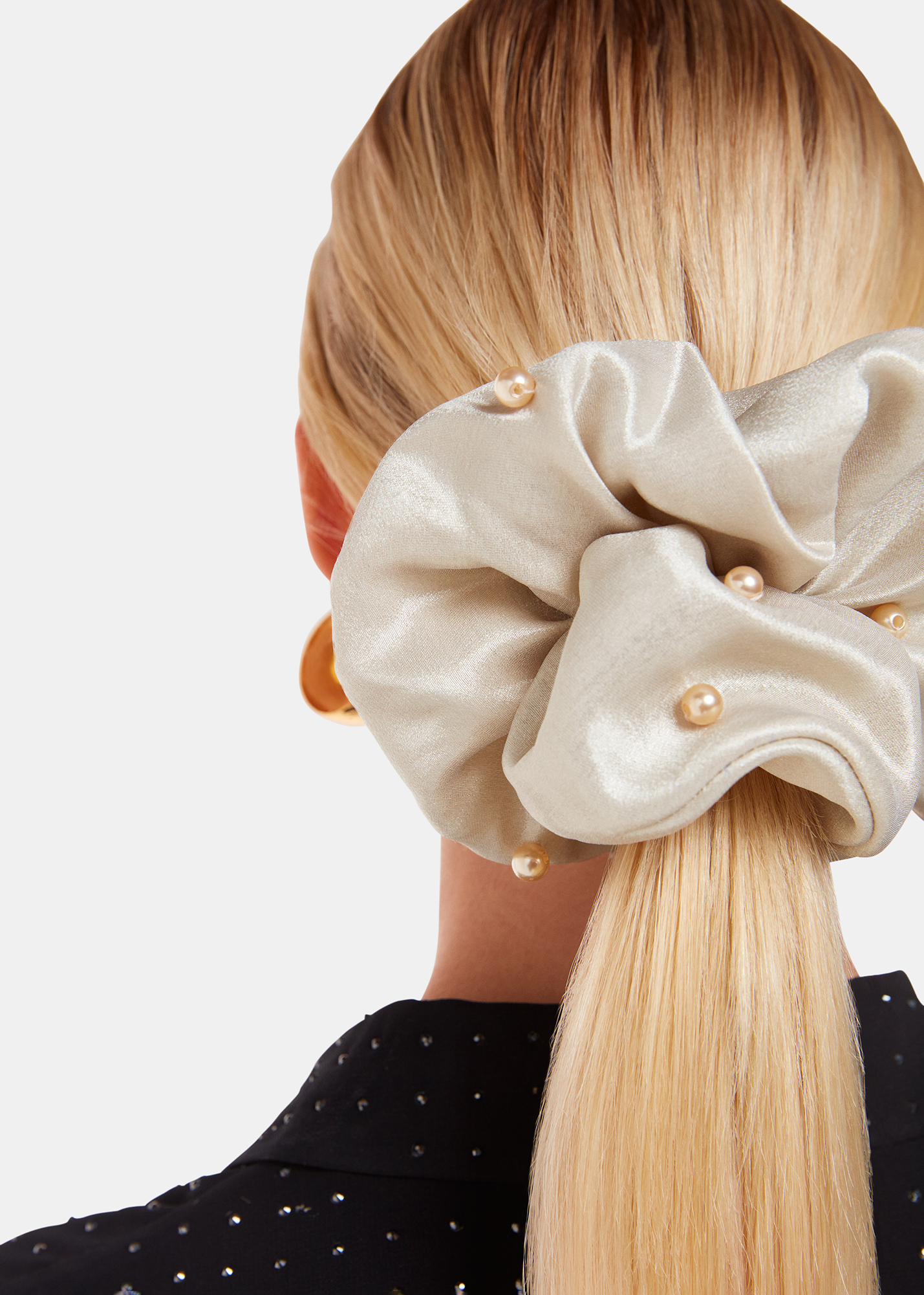 Whistles Women's Taupe Large Beaded Scrunchie 