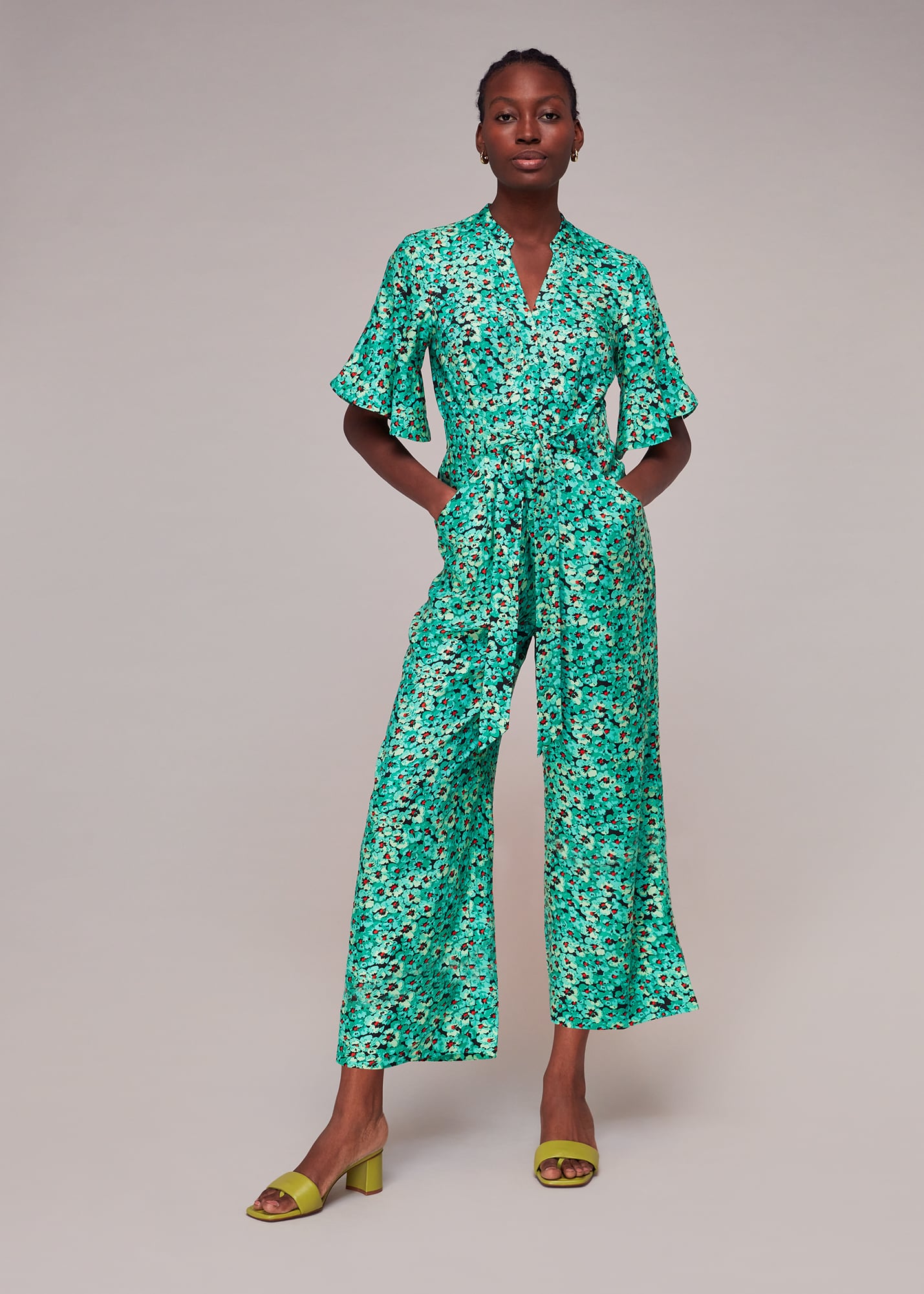 Whistles Women's Green/Multi Pansy Meadow Jumpsuit Size 20