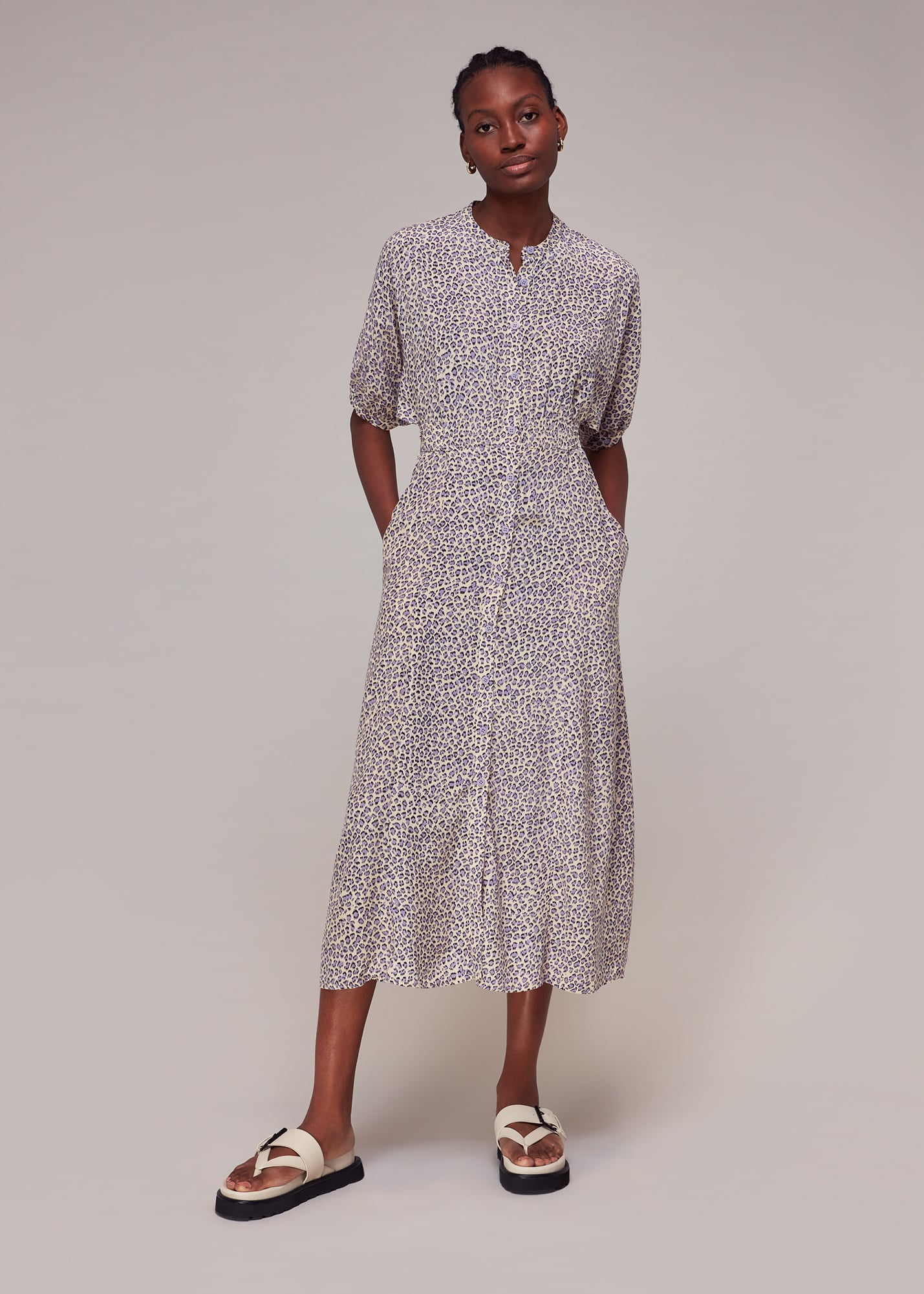Whistles Women's Lilac/Multi Dashed Leopard Midi Dress Size 6