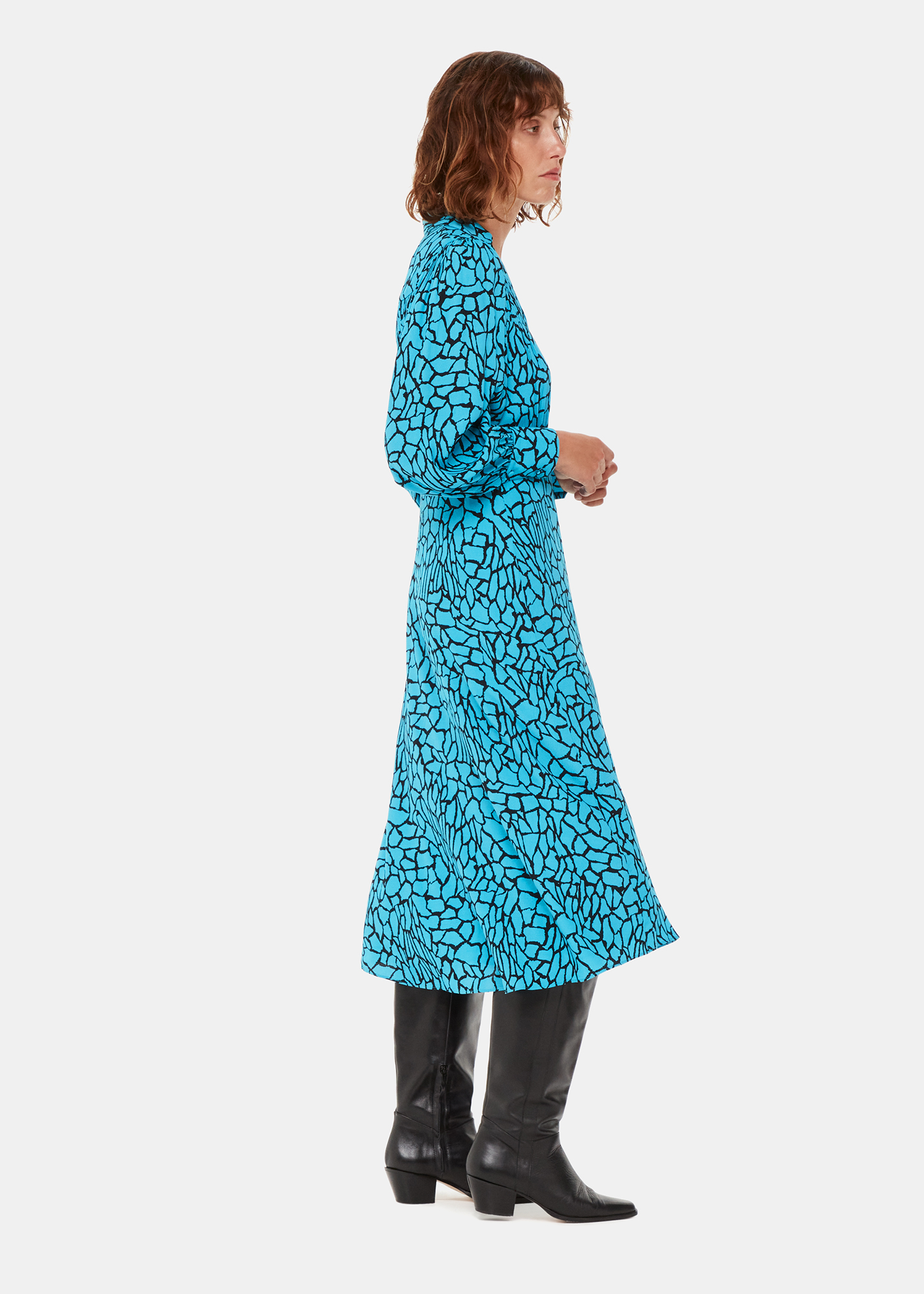 Whistles Women's Blue/Multi Terrazzo Print Midi Dress Size 14