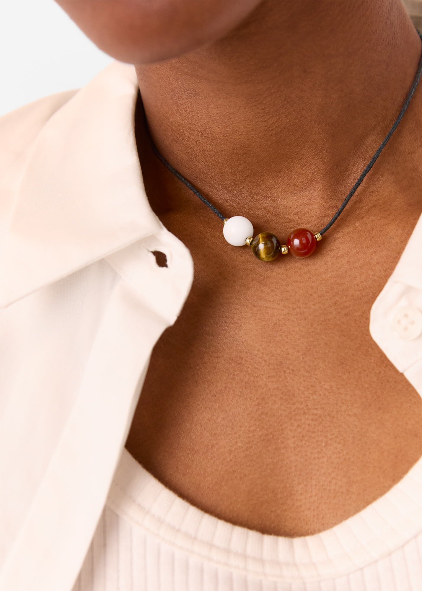 Whistles Women's Black/Multi Sphere Bead Cord Necklace 