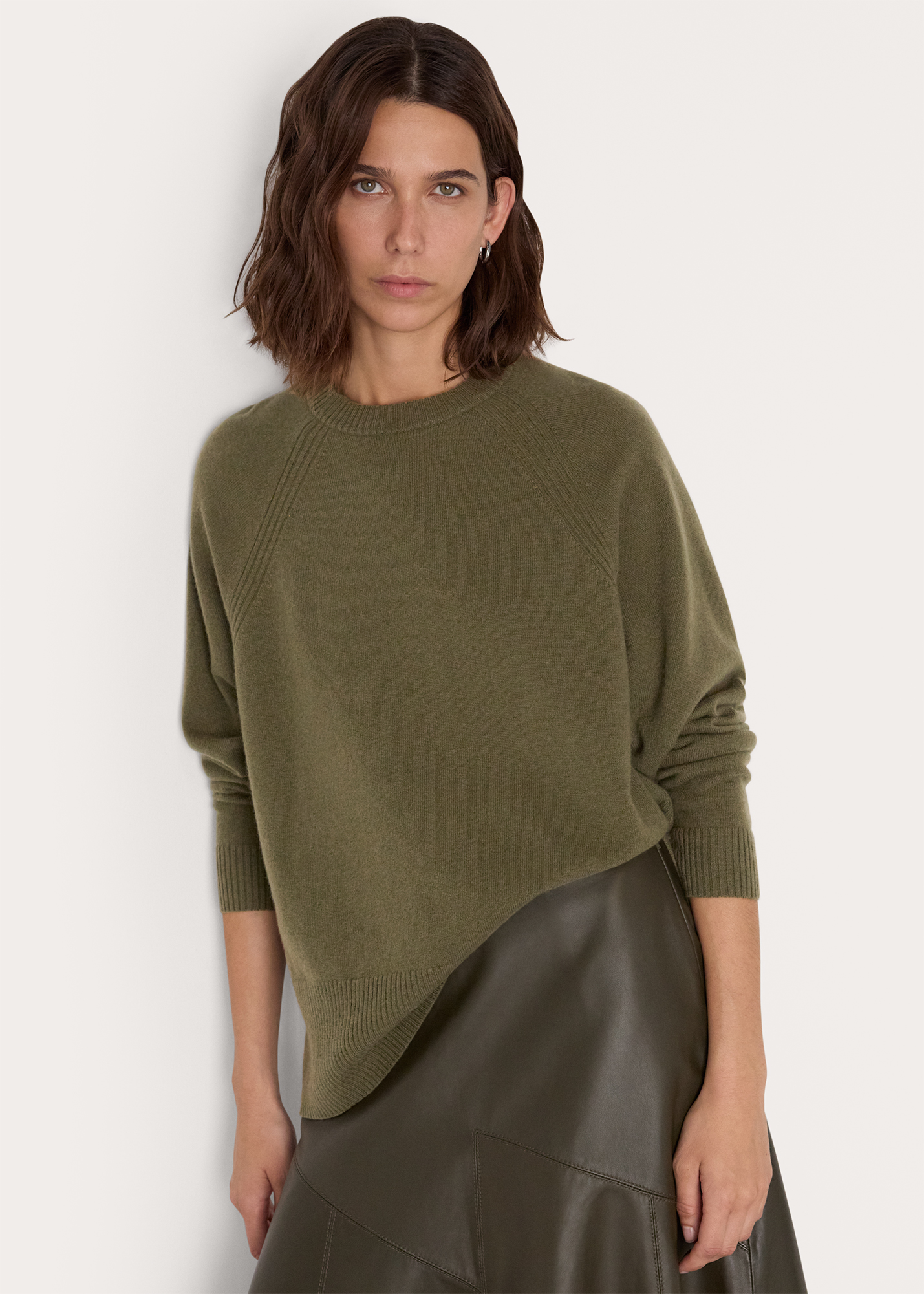 Whistles Women's Khaki Ultimate Cashmere Crew Neck Size L