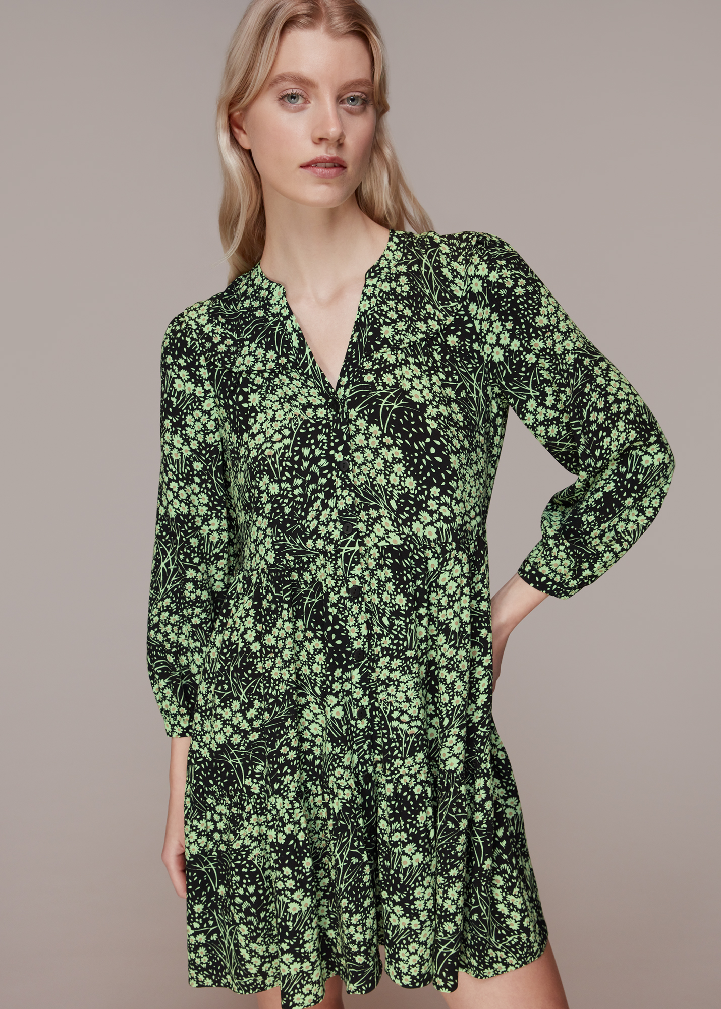 Whistles Women's Green/Multi Daisy Meadow Print Dress Size 12
