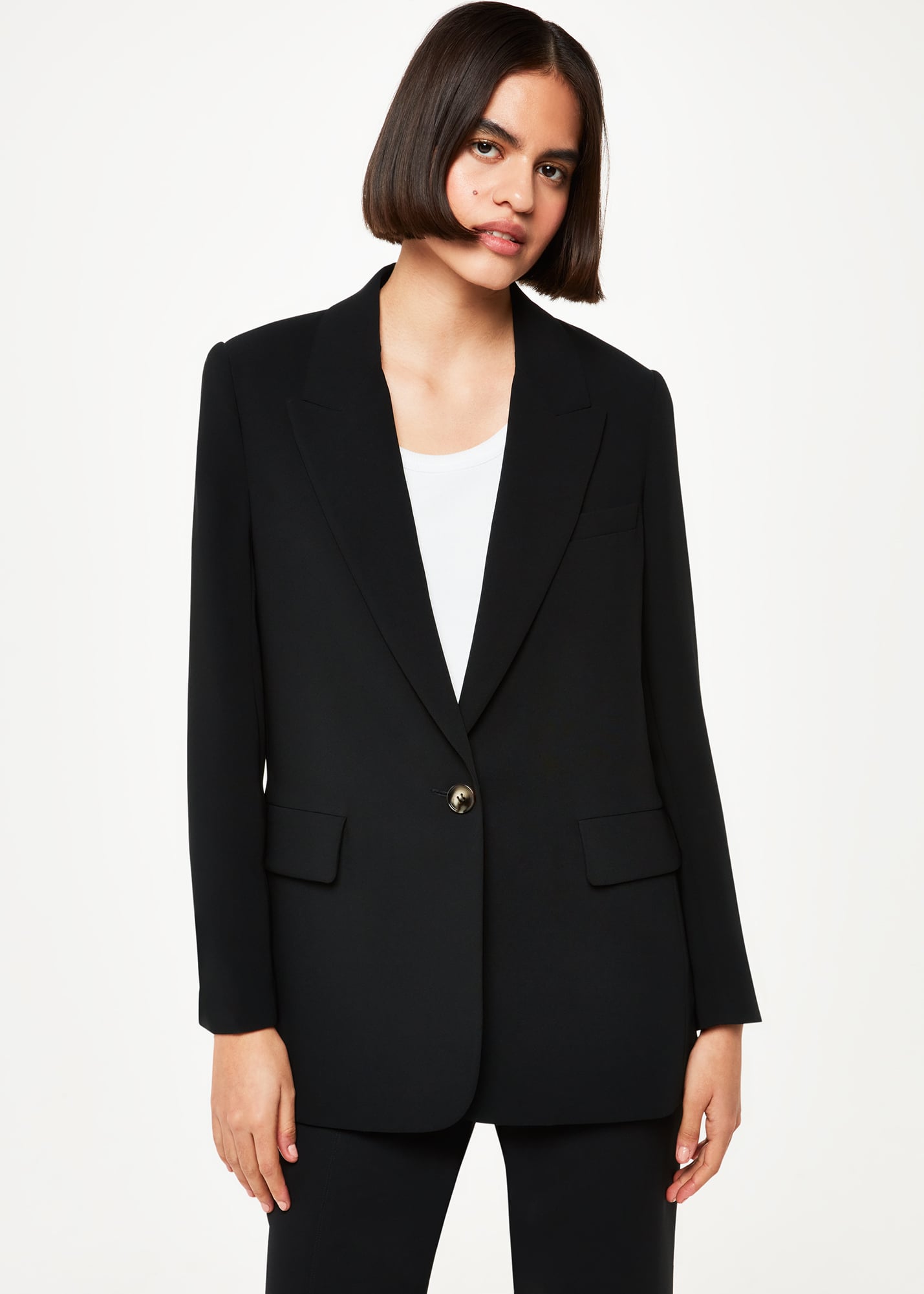 Whistles Women's Black Crepe Boyfriend Blazer Size 8