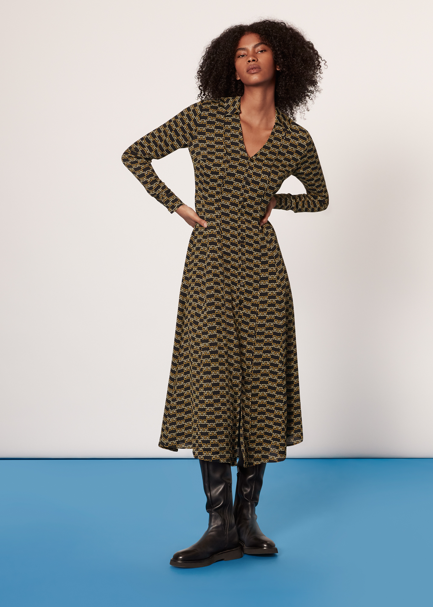 Whistles Women's Black/Multi Tangle Check Shirt Dress Size 6