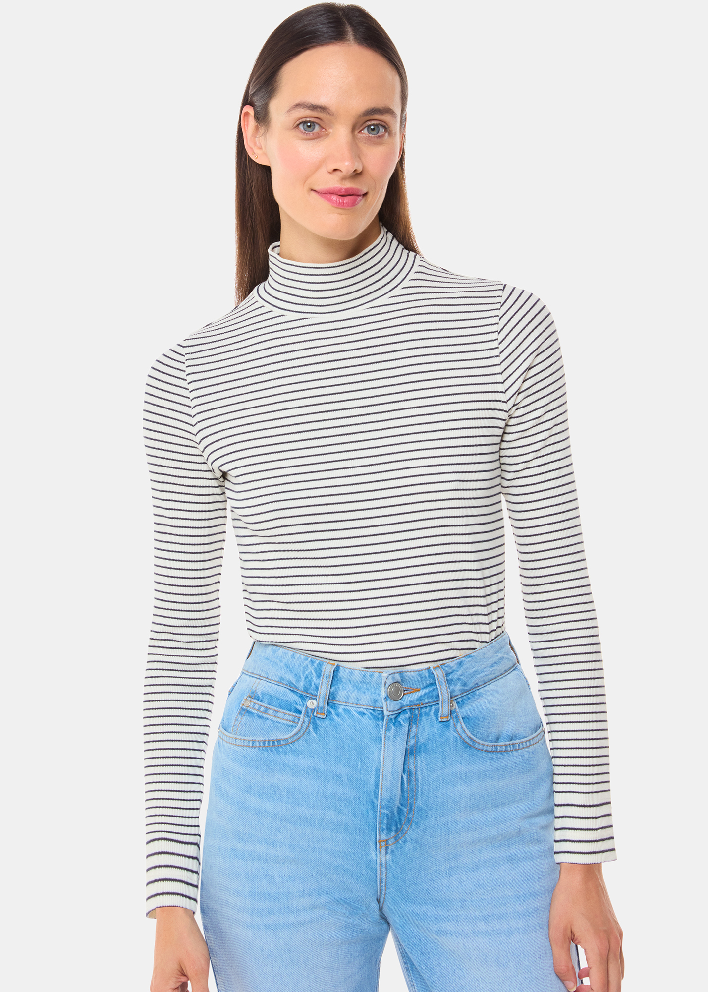 Whistles Women's Ivory/Multi Stripe Rib Detail Polo Size 20