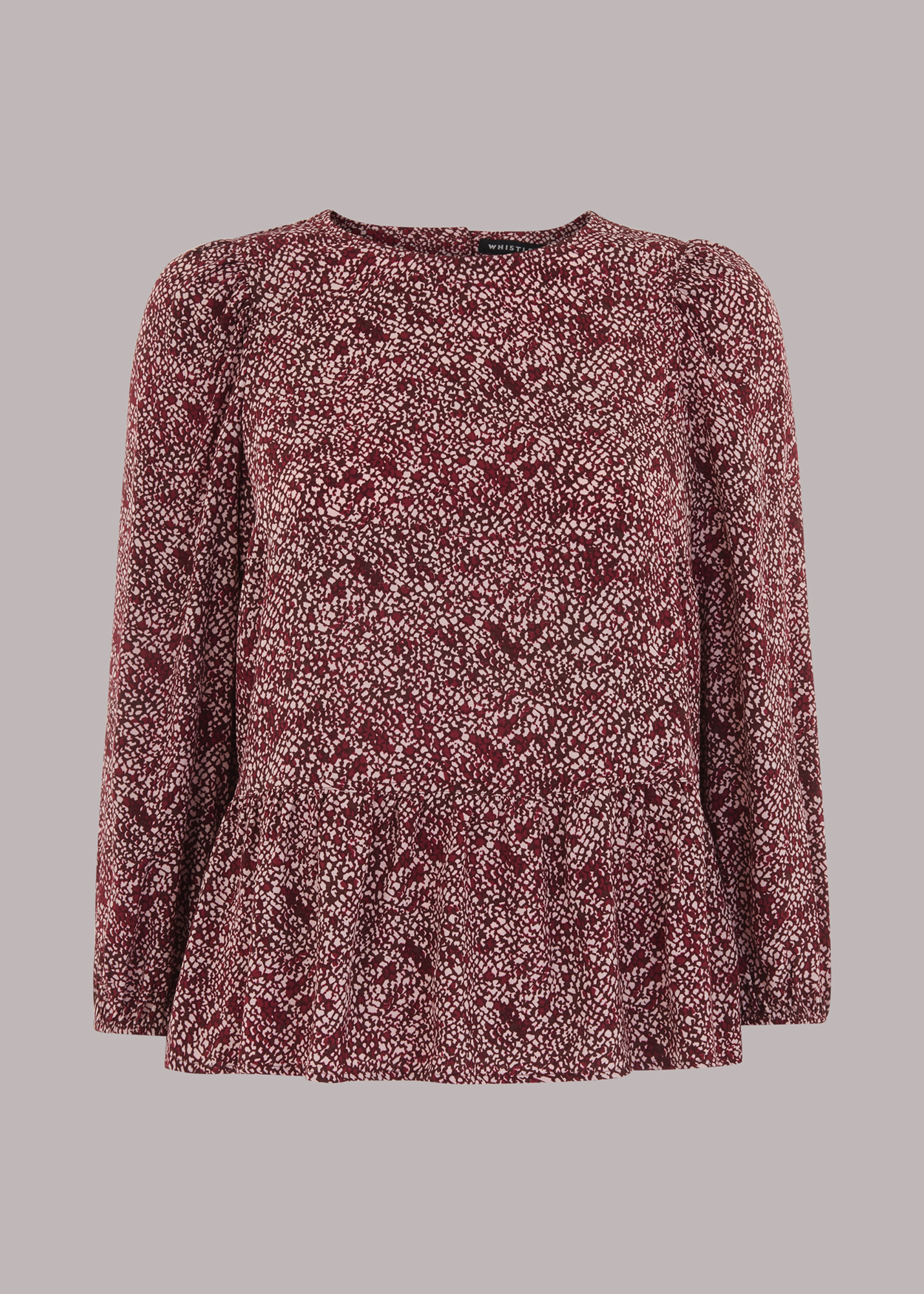 Whistles Women's Pink/Multi Rough Weave Cut Out Peplum Top Size 4