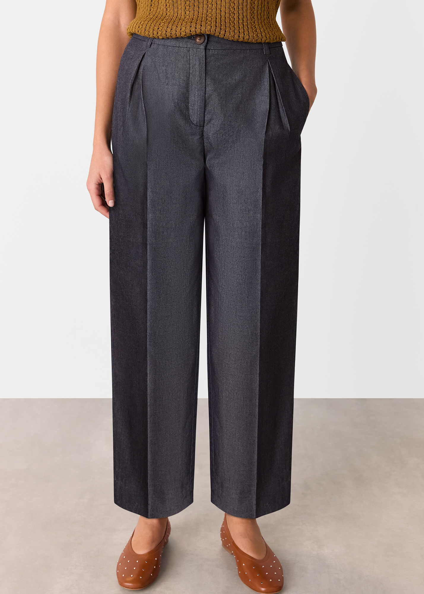 Whistles Women's Dark Denim Indigo Barrel Leg Trouser Size 8