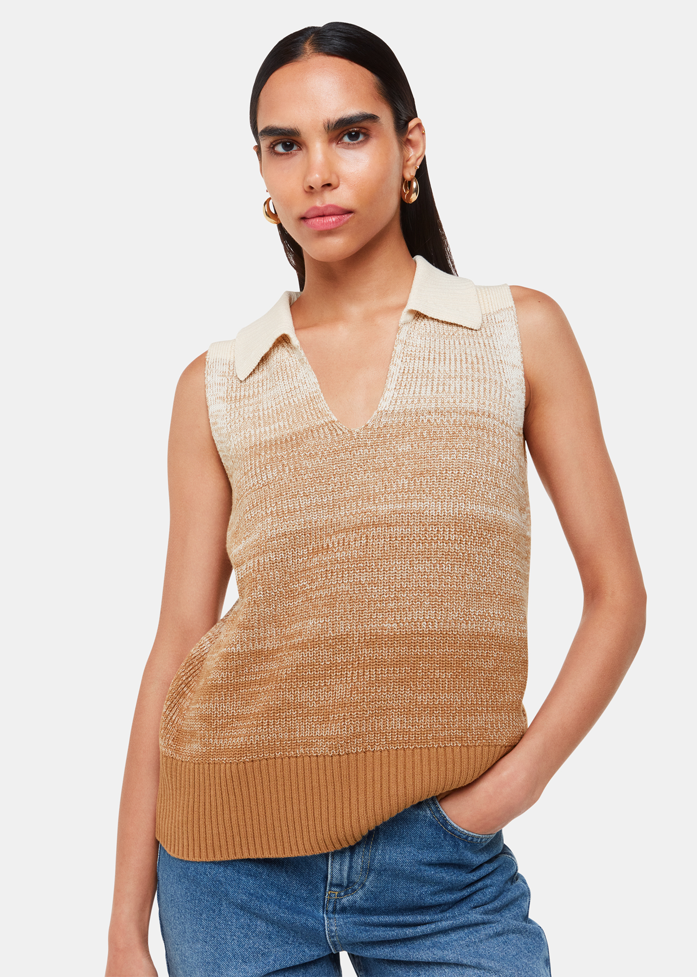 Whistles Women's Multicolour Ombre Collar Tank Size XS