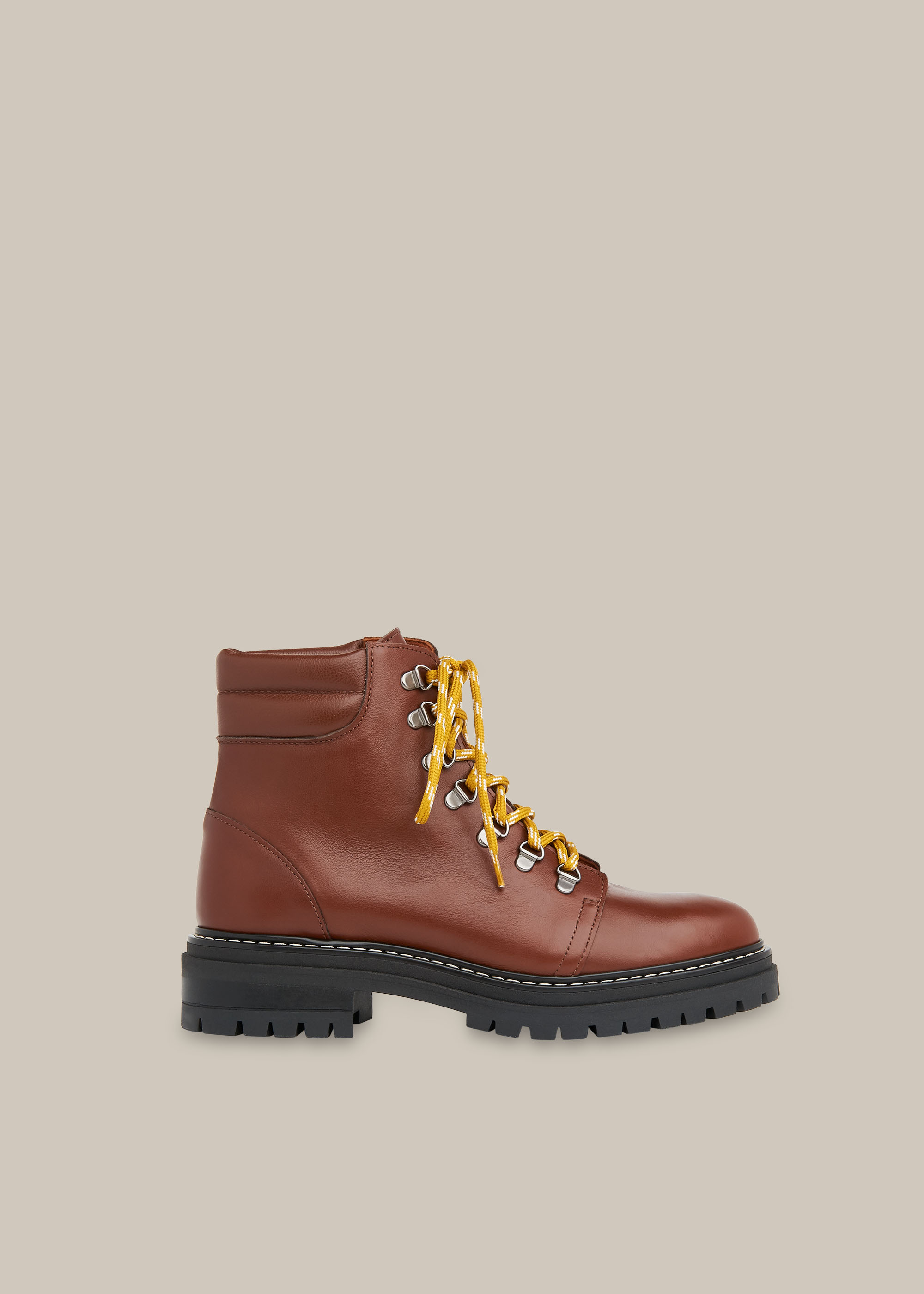 Whistles Women's Tan Amber Lace Up Boot Size 41