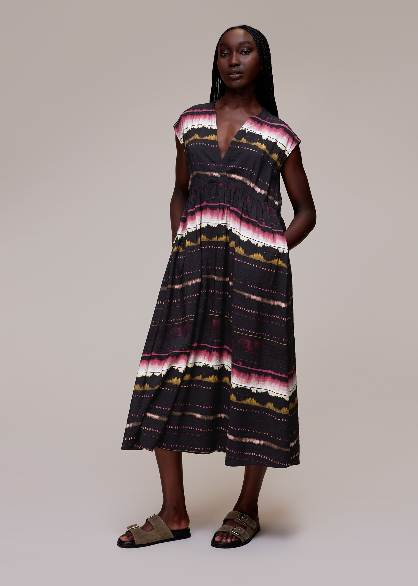 Whistles Women's Multicolour Amelie Shibori Trapeze Dress Size 4