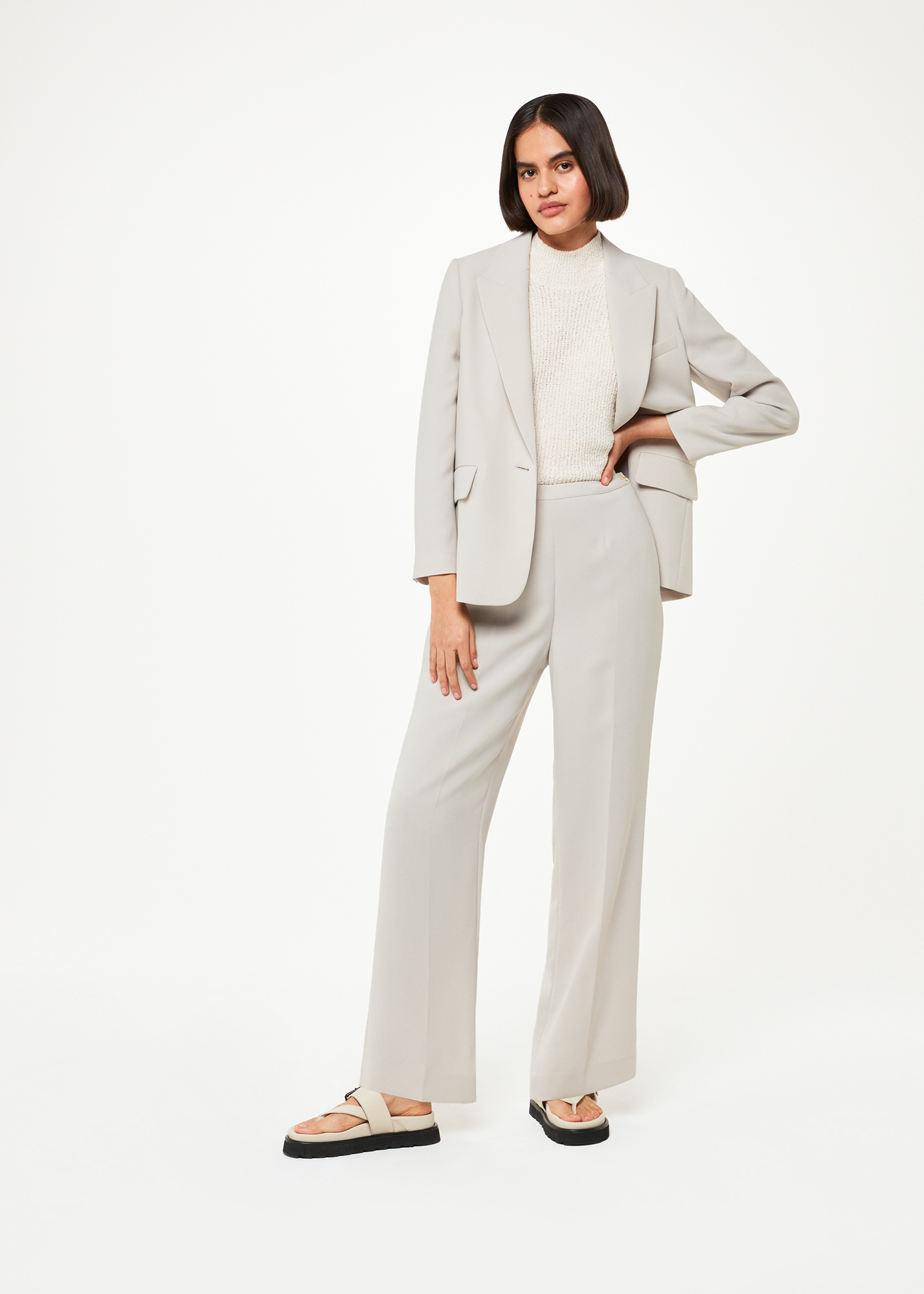 Whistles Women's Neutral Full Length Anna Trouser Size 16
