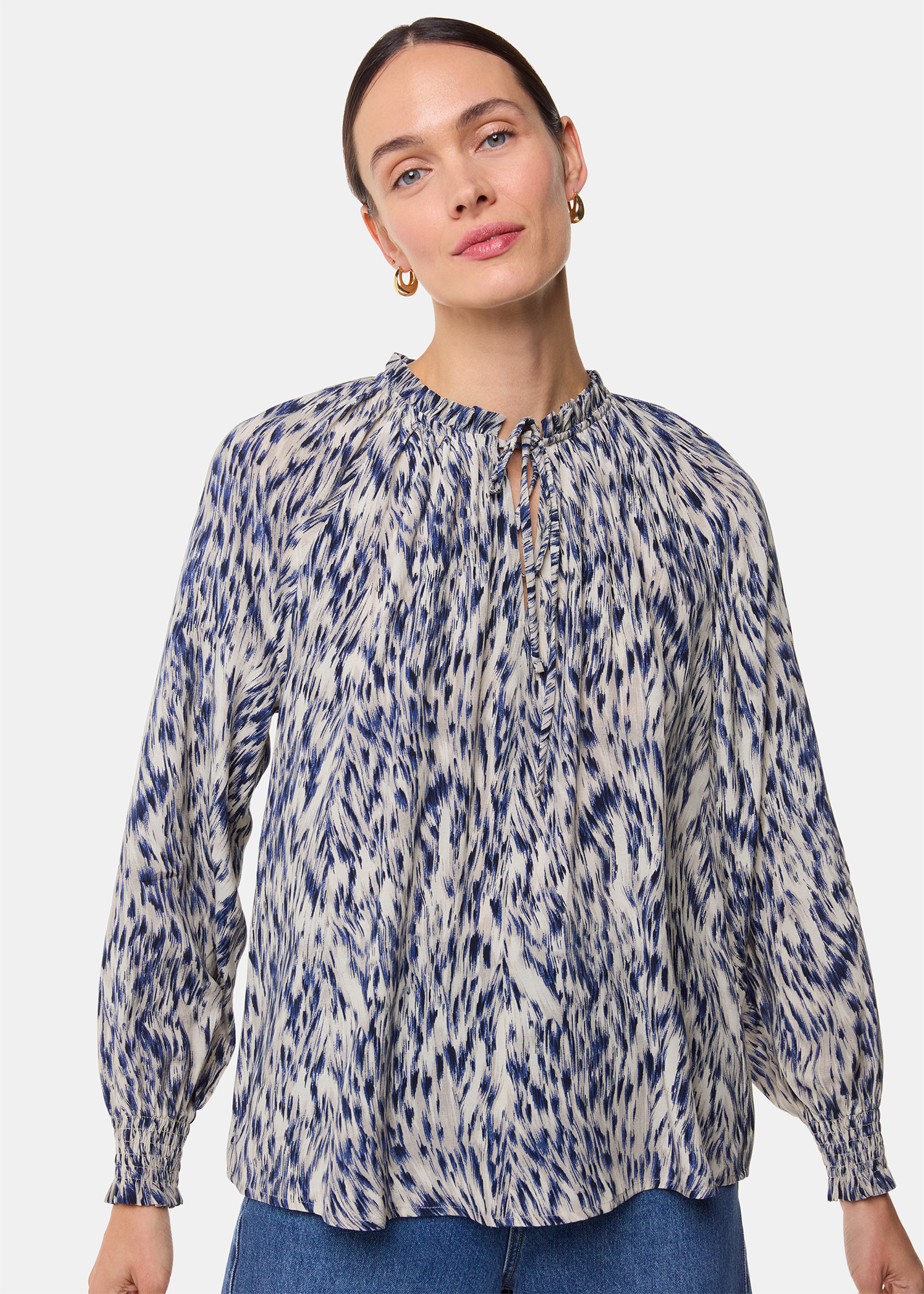 Whistles Women's Purple/Multi Paige Ripple Leopard Blouse Size 8