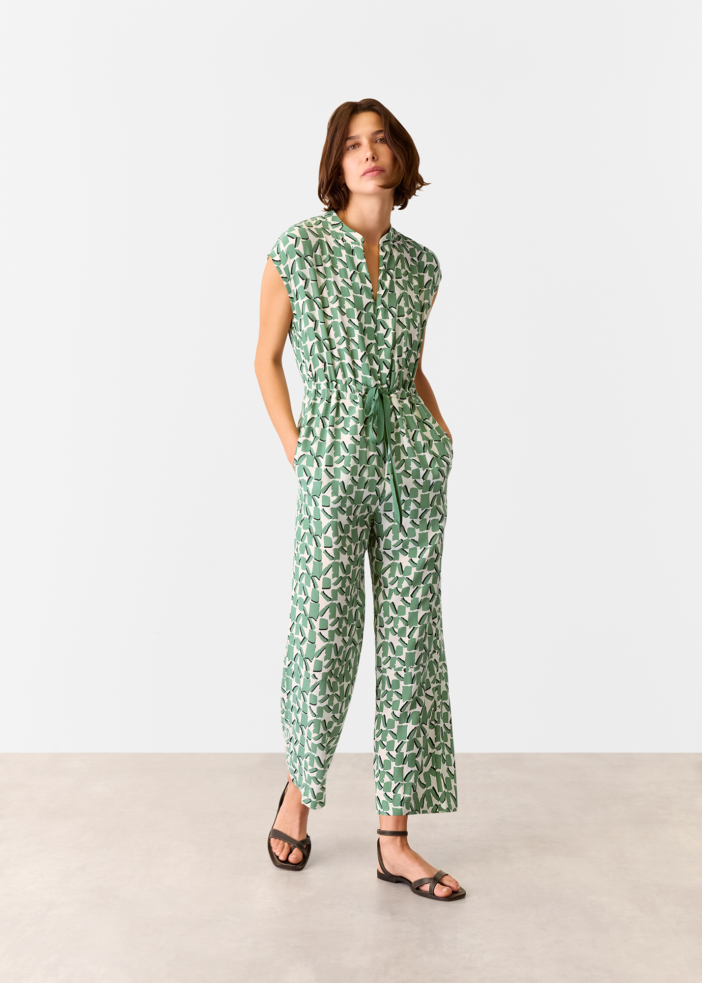Whistles Women's Ivory/Multi Abstract Squares Jumpsuit Size 18