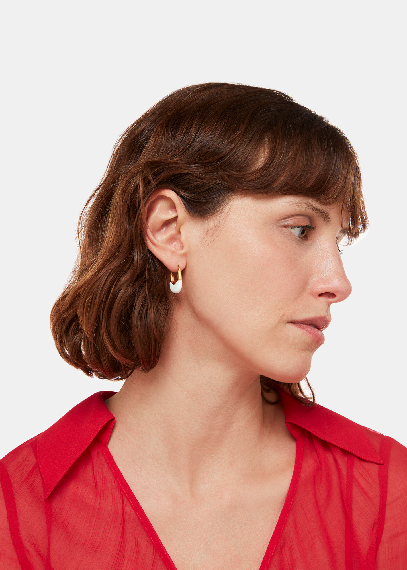 Whistles Women's Neutral Enamel Oval Hoop 