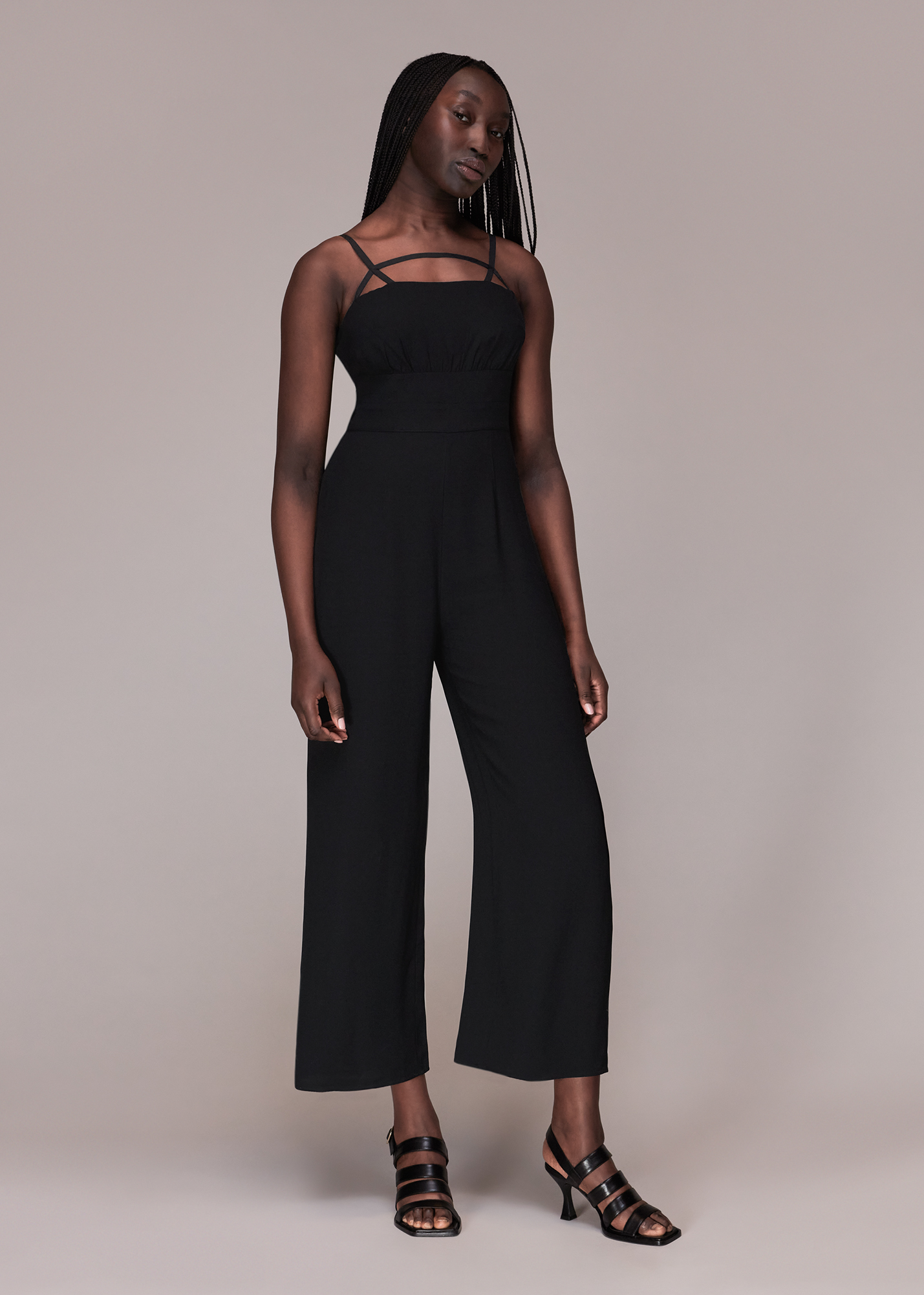 Whistles Women's Black Reece Strap Detail Jumpsuit Size 4
