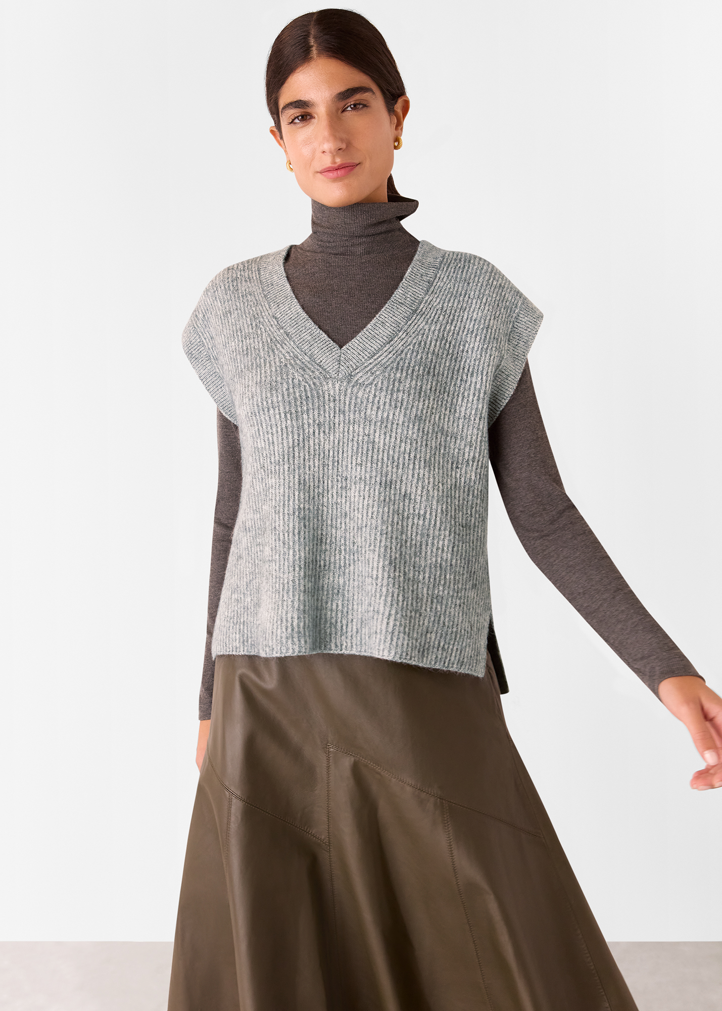 Whistles Women's Grey Elsa Ribbed Tank Size XS