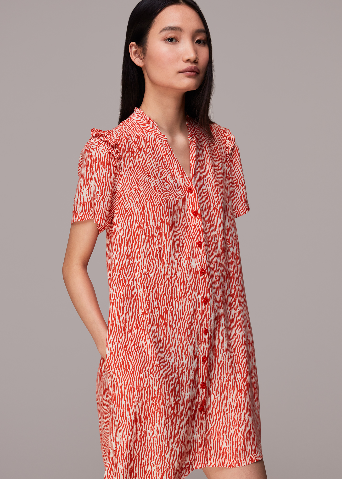 Whistles Women's Red/Multi Rosalie Woodland Animal Dress Size 4
