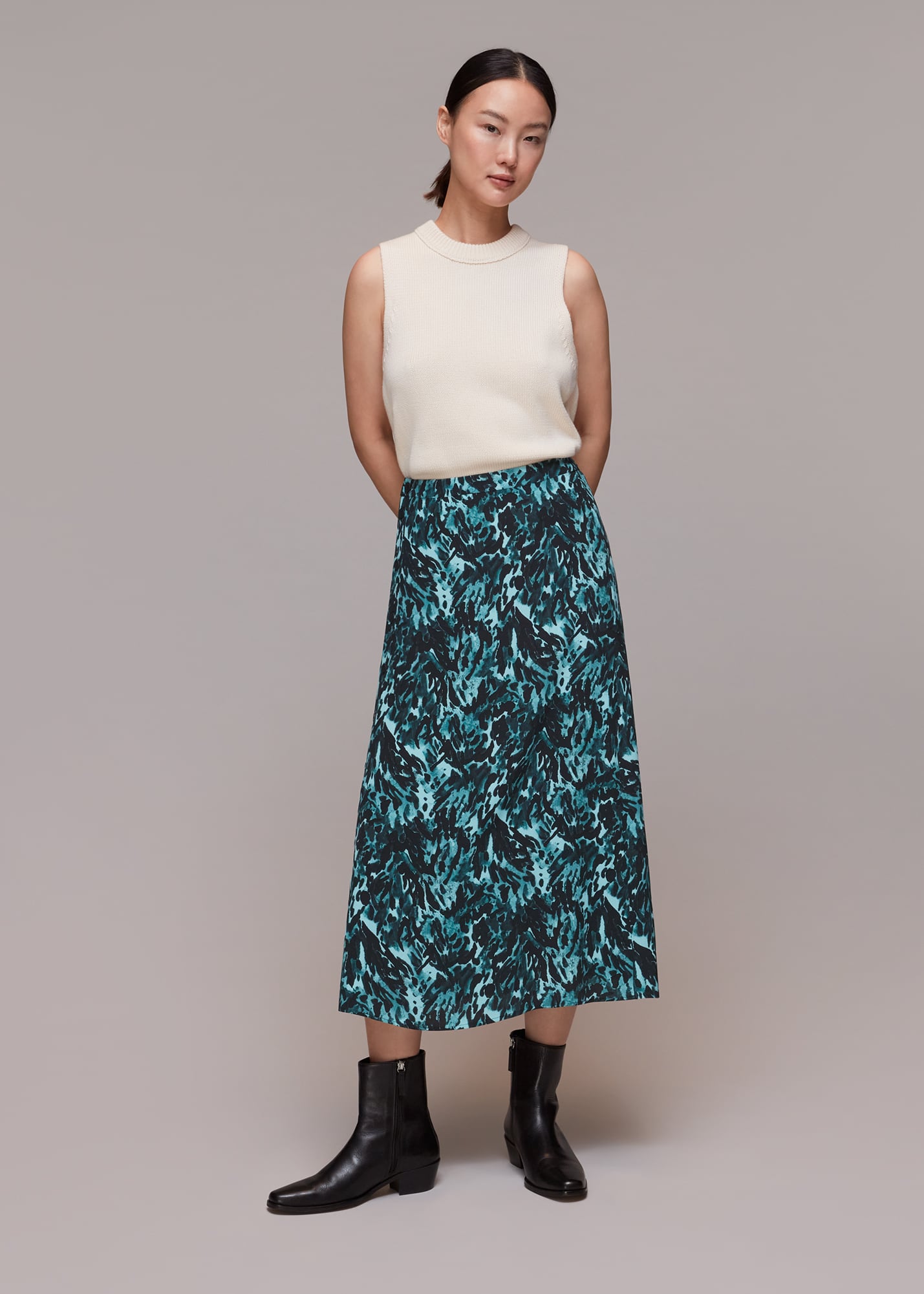 Whistles Women's Multicolour Bambi Animal Button Skirt Size 6