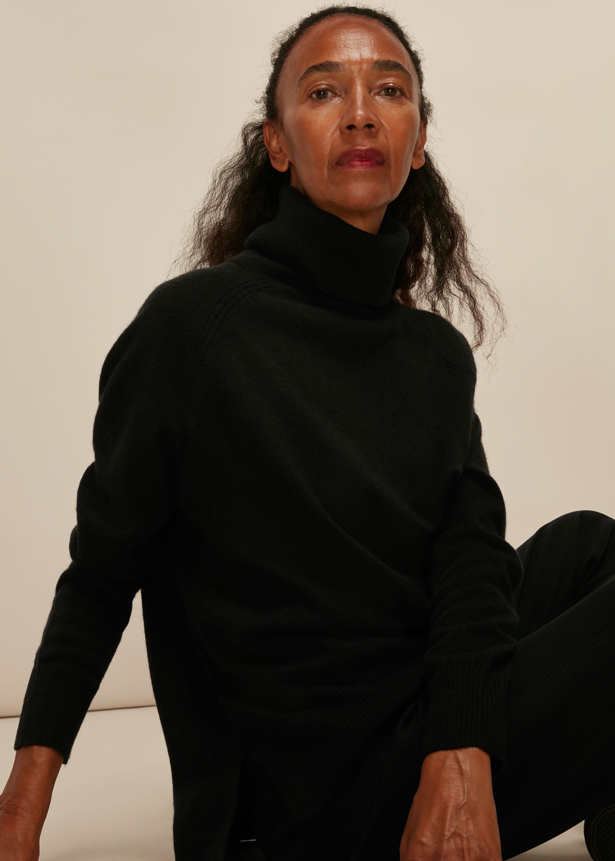 Whistles Women's Black Cashmere Roll Neck Knit Size S