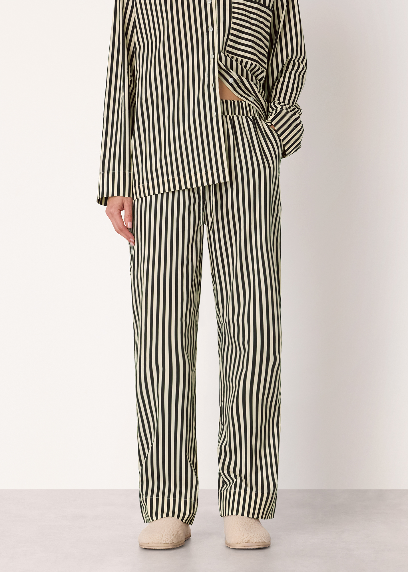 Whistles Women's Black/Multi Cotton Stripe Pyjama Bottom Size M