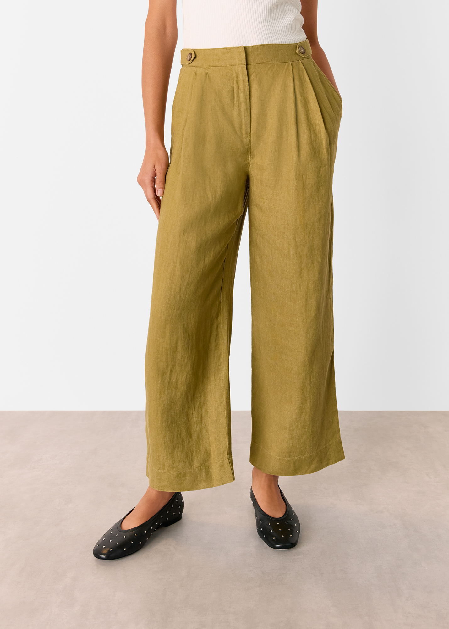 Whistles Women's Olive Millie Linen Trouser Size 16