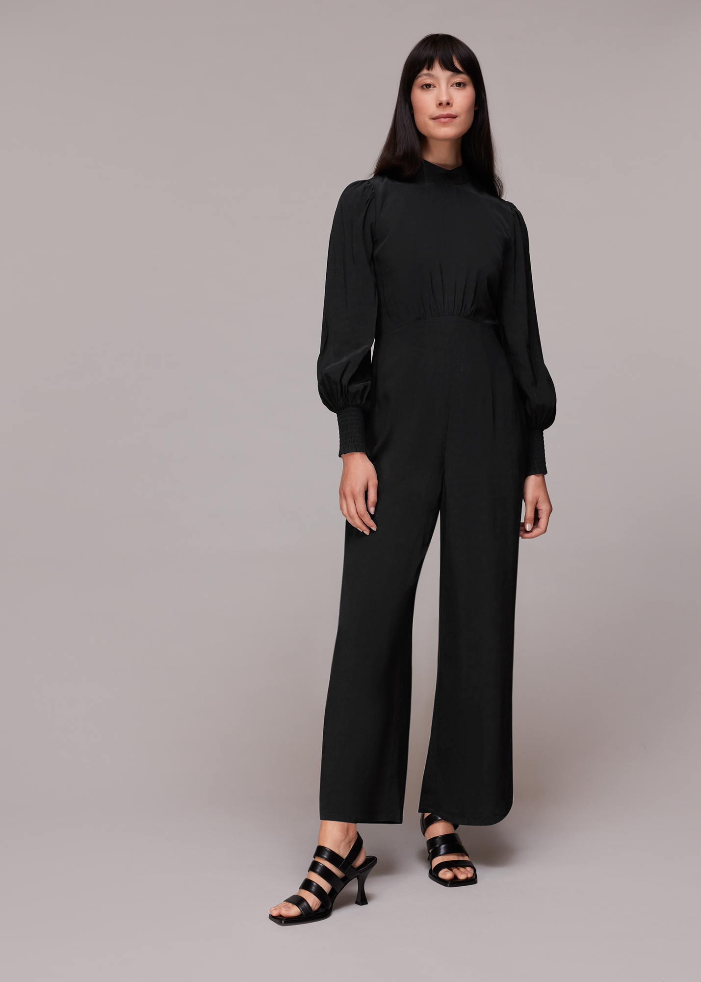 Whistles Women's Black Shirred Bodice Jumpsuit Size 12