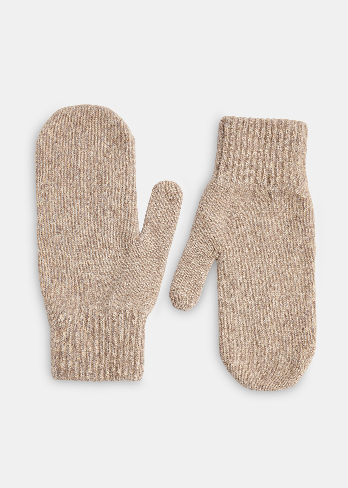 Whistles Women's Taupe Cashmere Wool Blend Mittens 