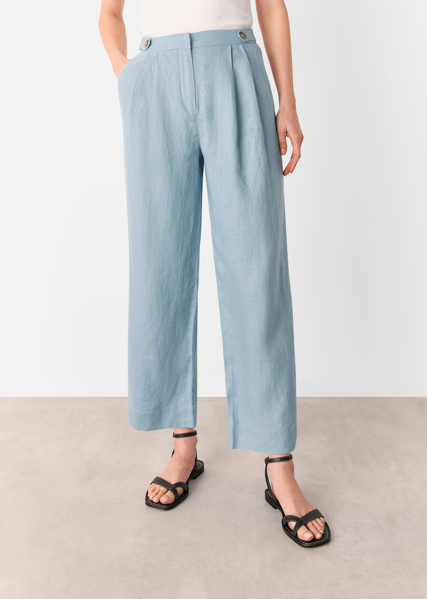 Whistles Women's Pale Blue Millie Linen Trouser Size 16