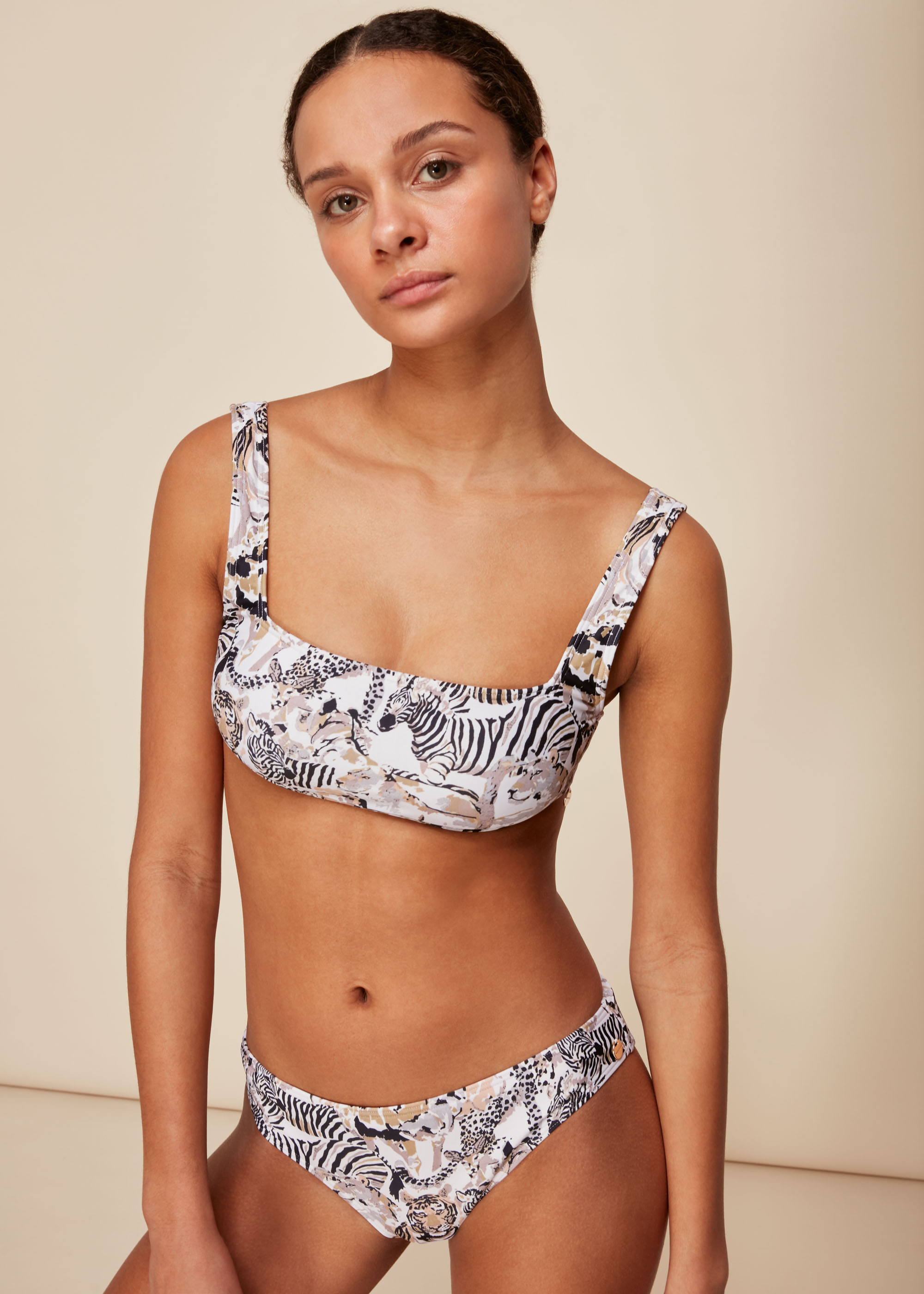 Whistles Women's Multicolour Safari Print Bikini Bottom Size 8
