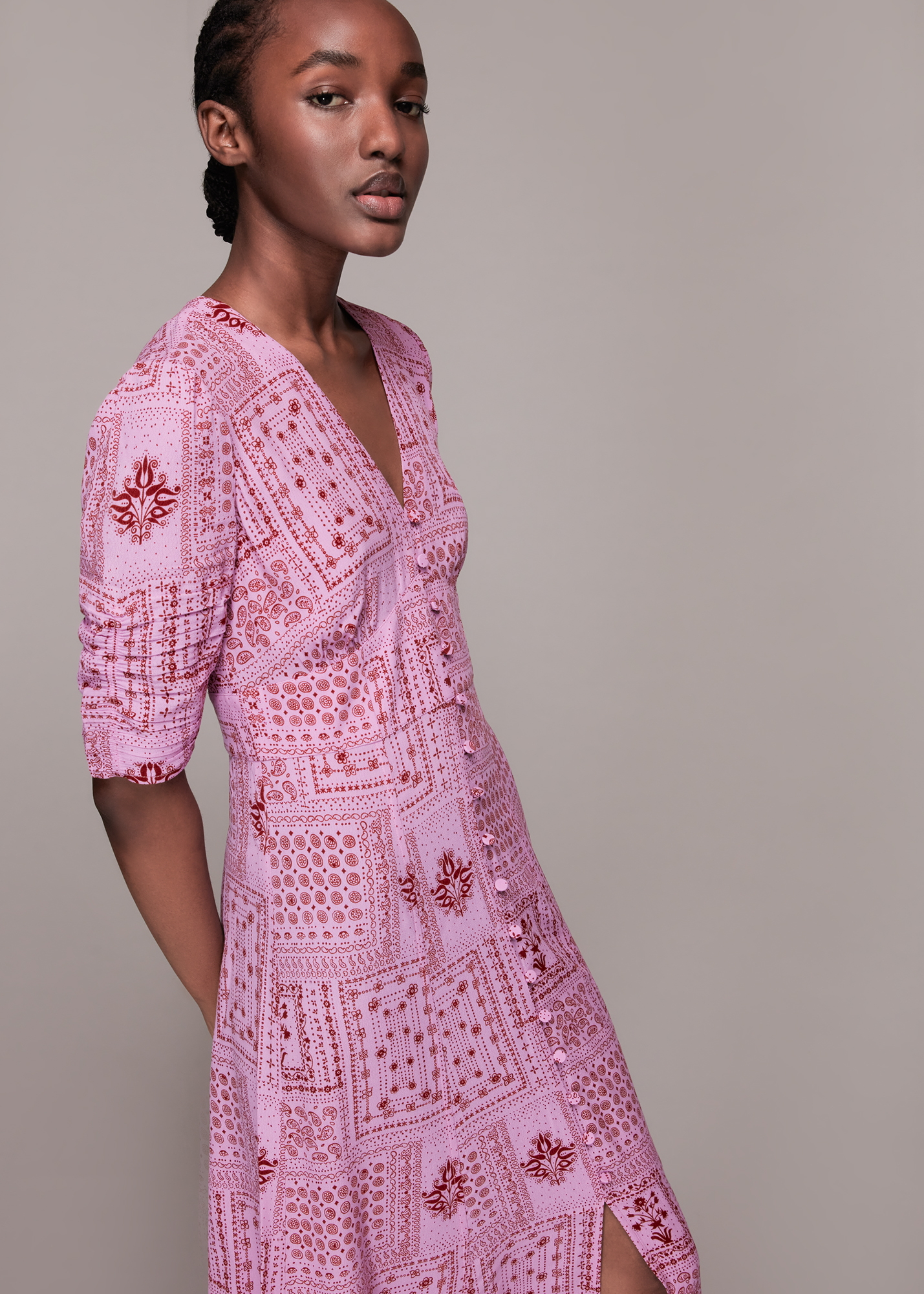 Whistles Women's Pink/Multi Bandana Print Neave Dress Size 16