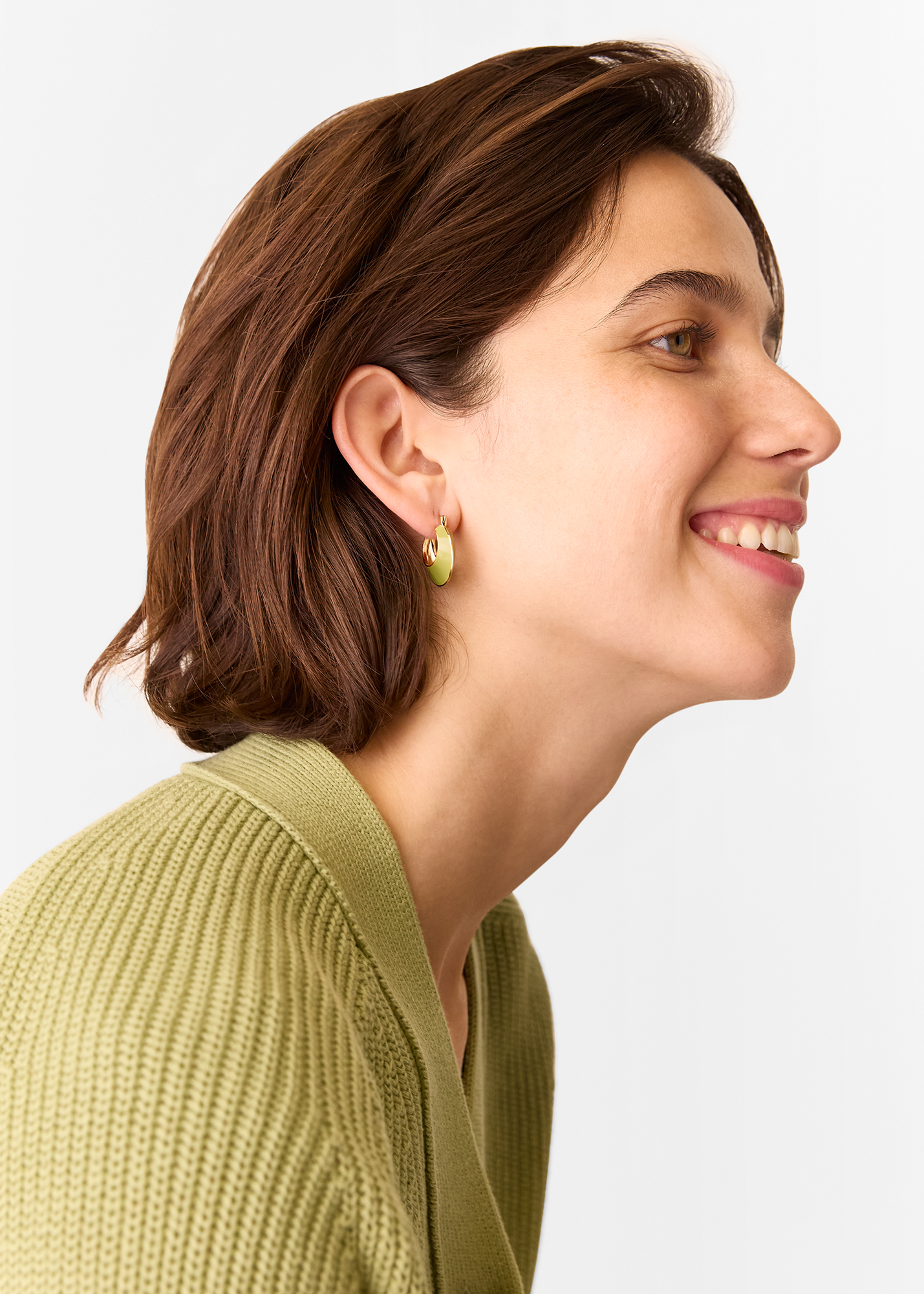 Whistles Women's Green Enamel Curved Earring 