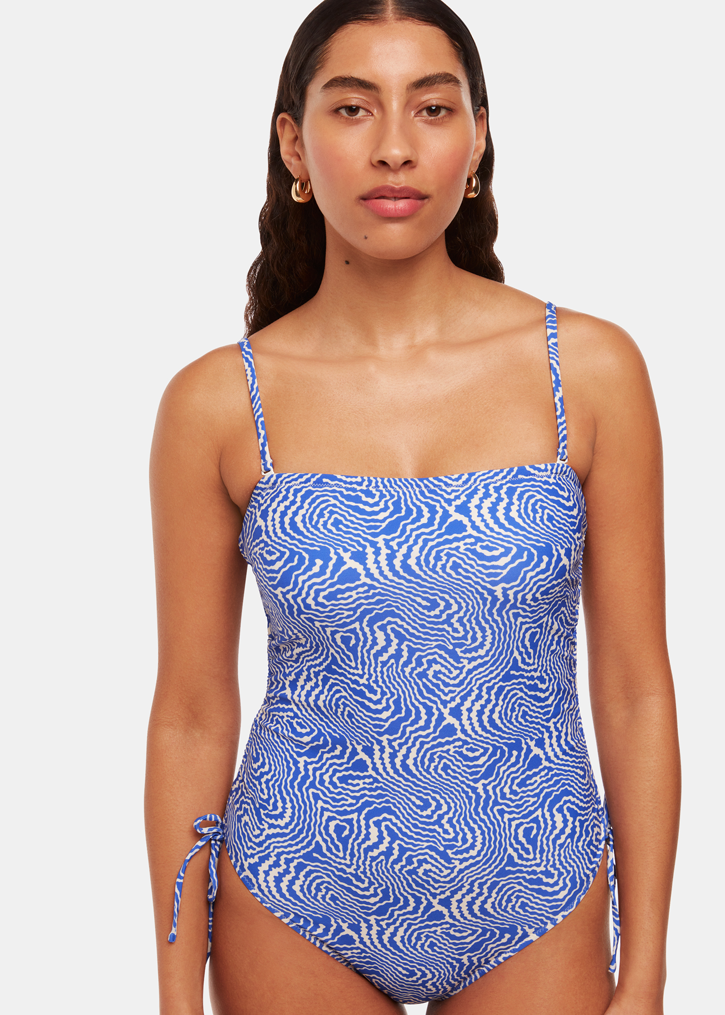Whistles Women's Blue/Multi Ripple Wave Swimsuit Size 6