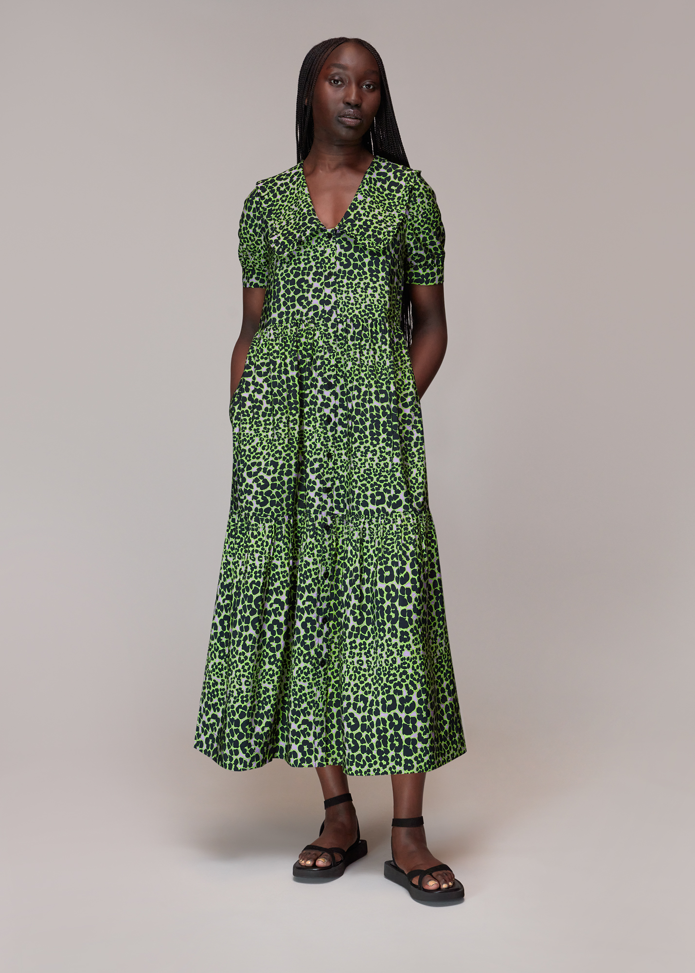 Whistles Women's Multicolour Fluro Animal Collar Dress Size 8