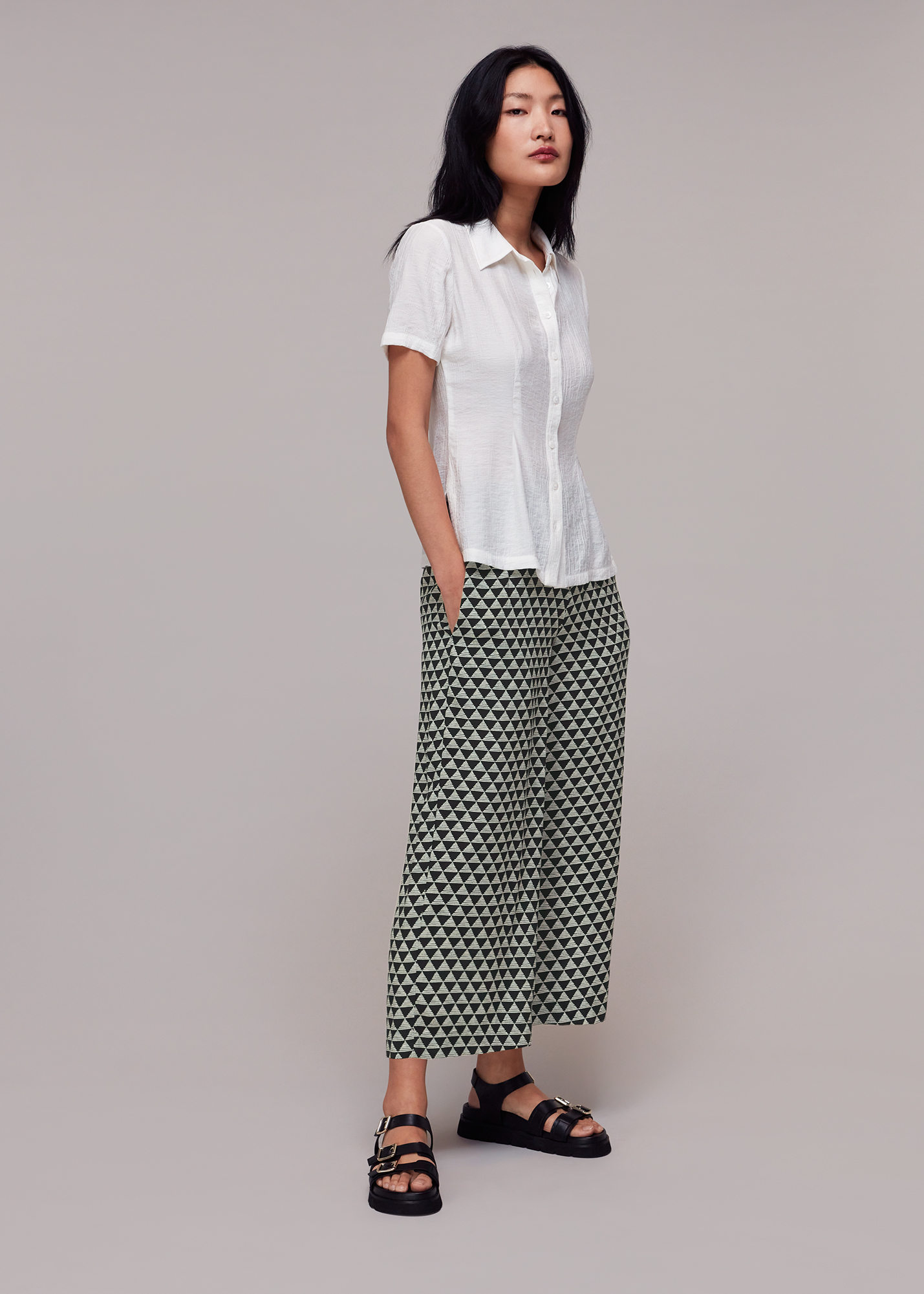 Whistles Women's Black/Multi Triangle Checkerboard Trouser Size 8