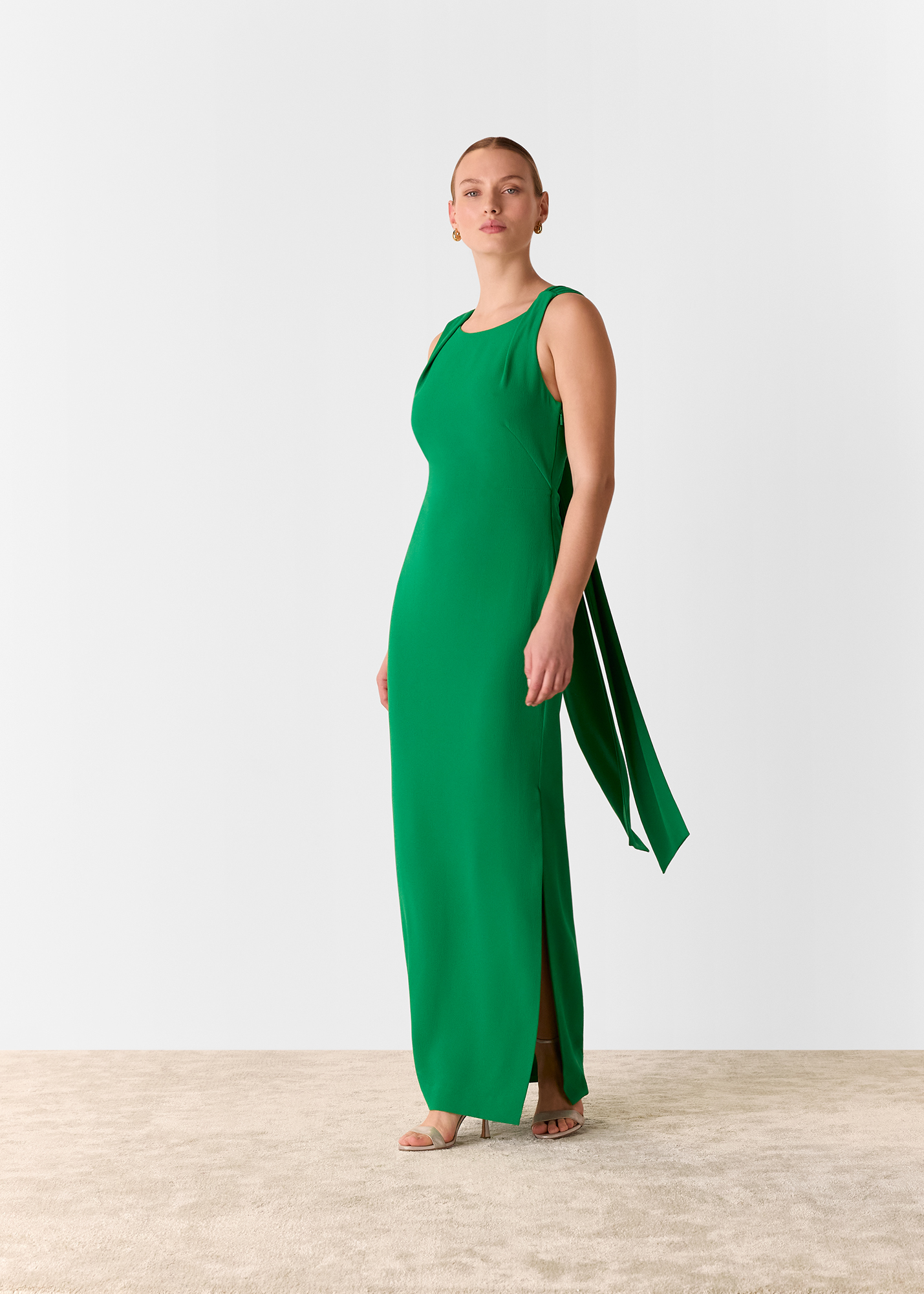 Whistles Women's Green Tie Back Maxi Dress Size 18