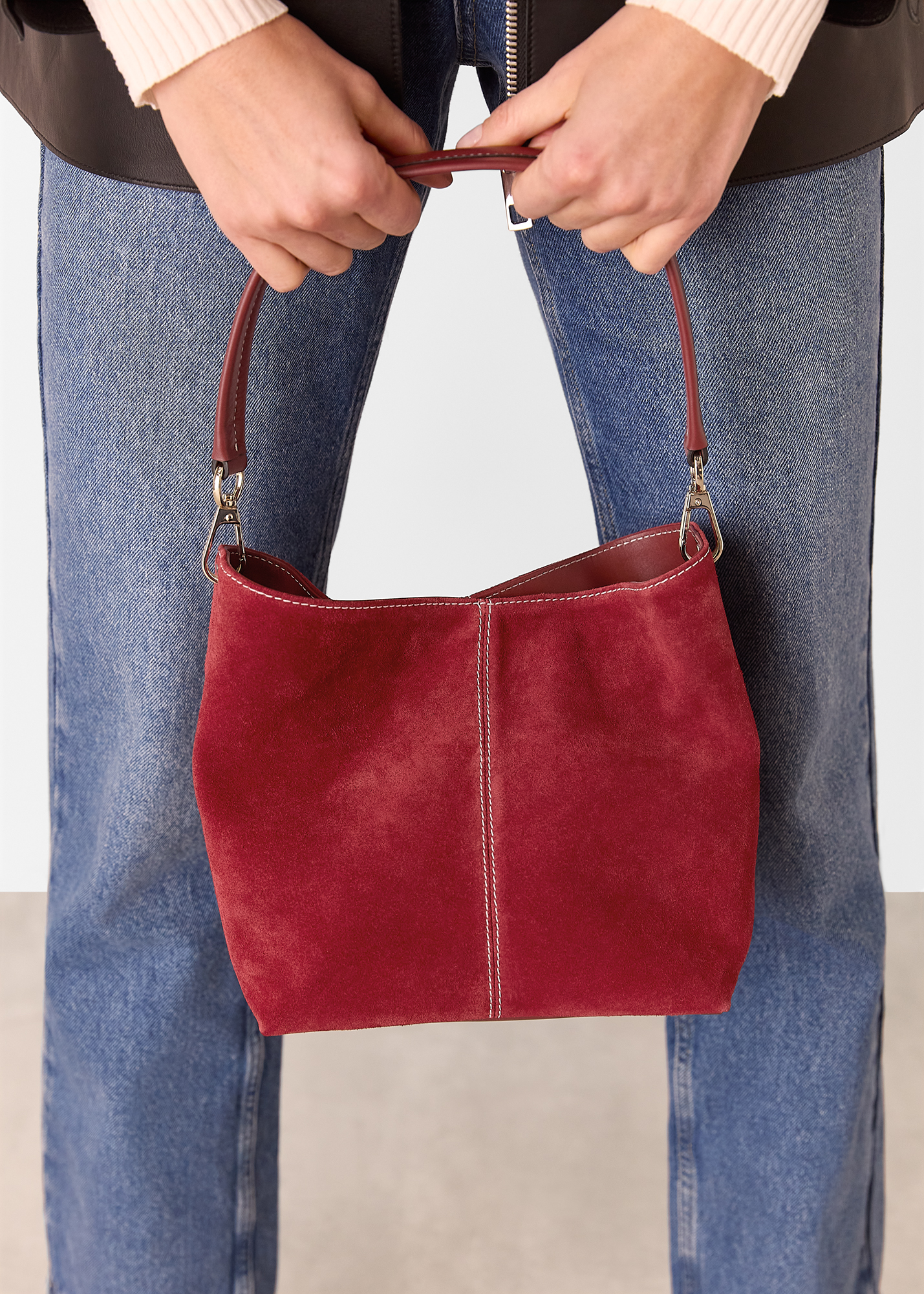 Whistles Women's Red Raya Suede Small Bag 