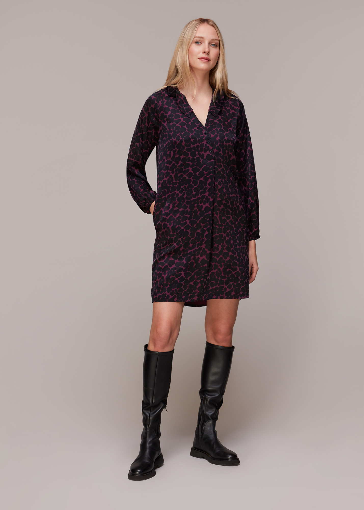 Whistles Women's Pink/Multi Smudge Animal Frill Dress Size XS