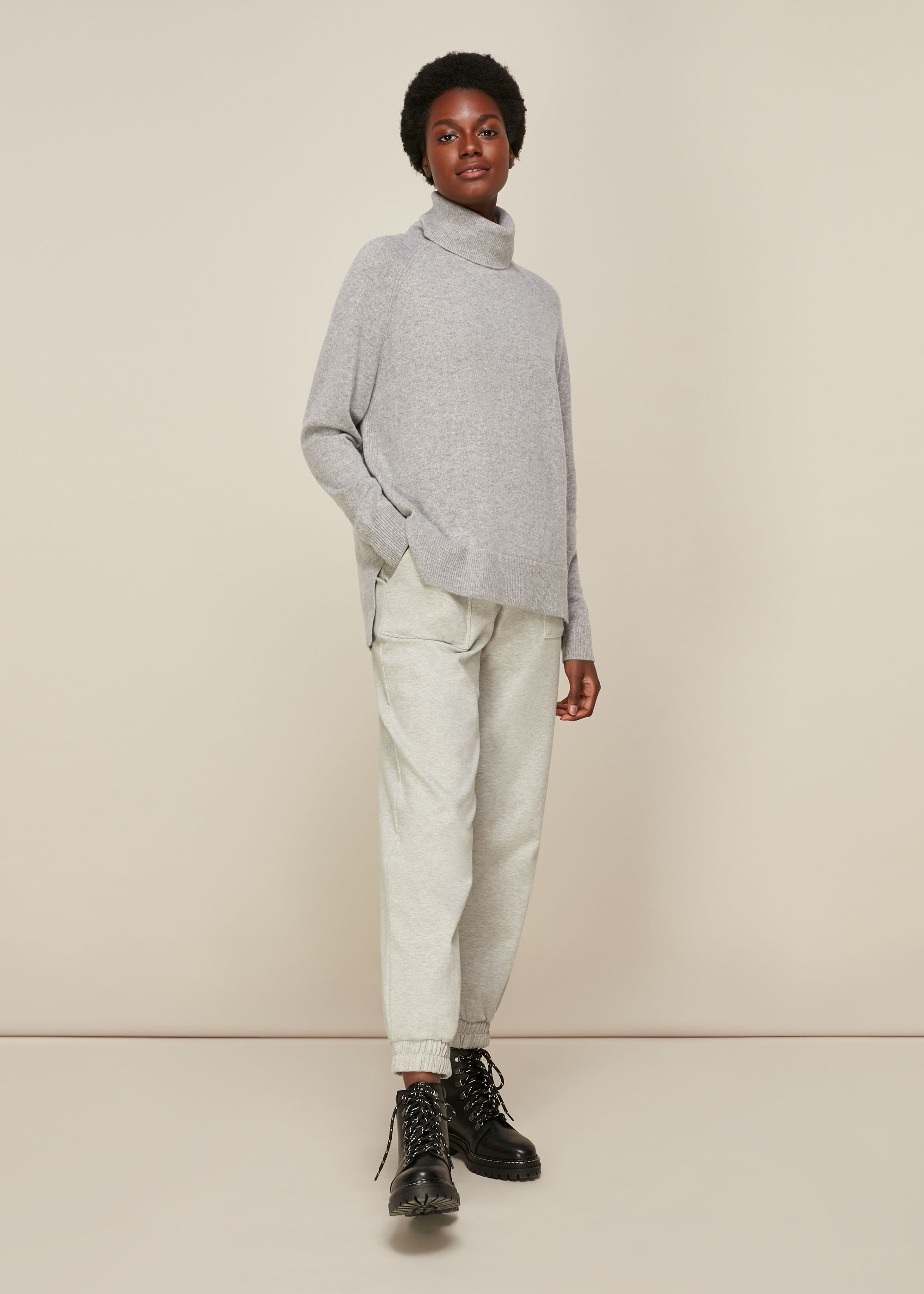 Whistles Women's Grey Cashmere Roll Neck Knit Size S