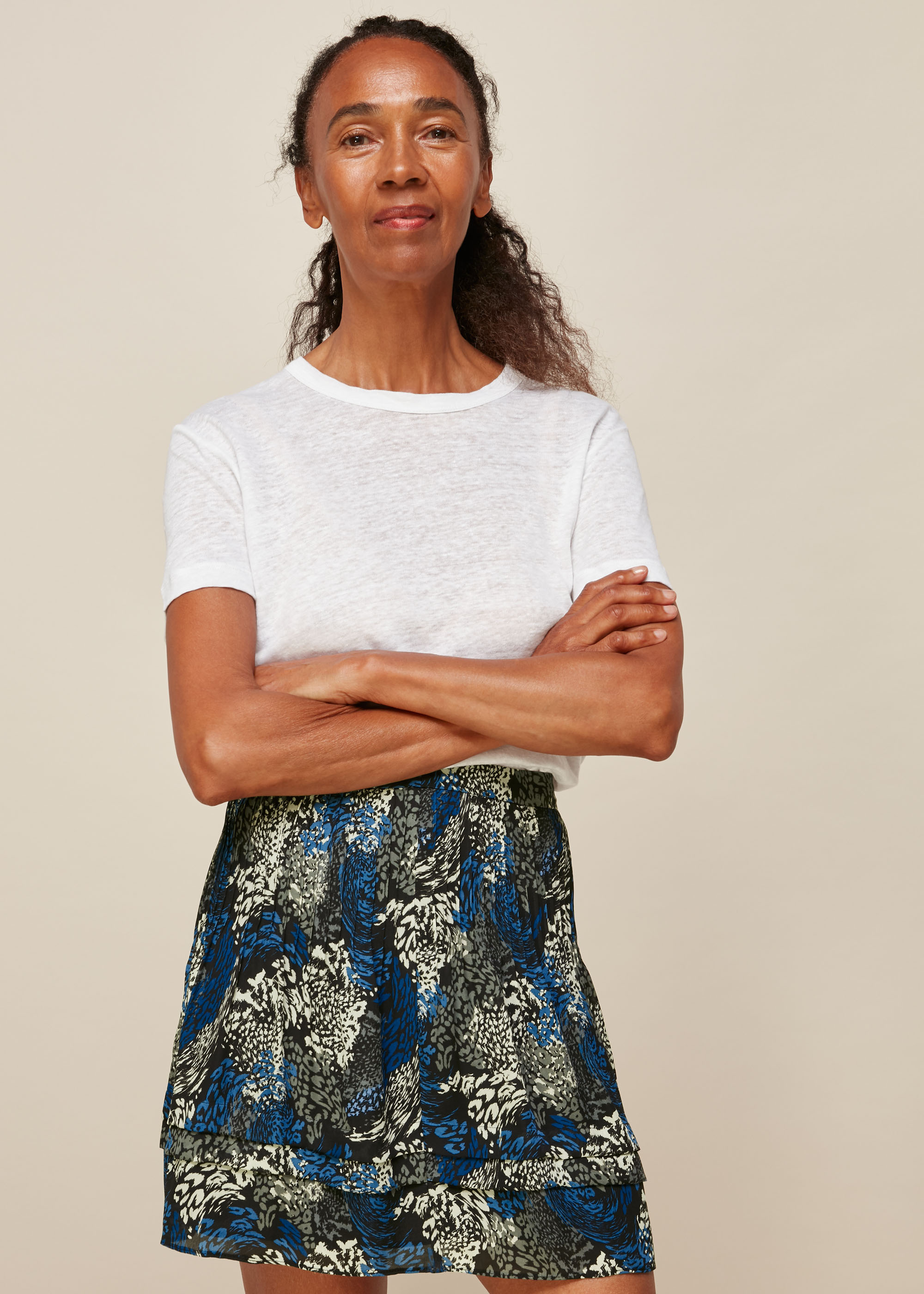 Whistles Women Marble Animal Print Silk Skirt