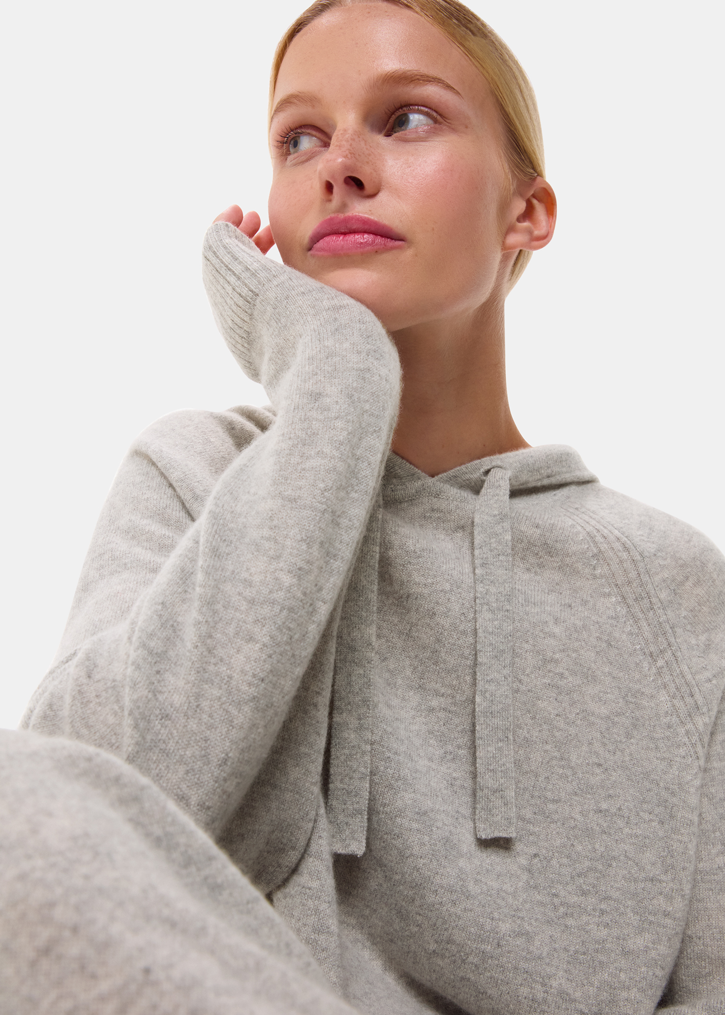 Whistles Women's Grey Marl Cashmere Hoodie Size L