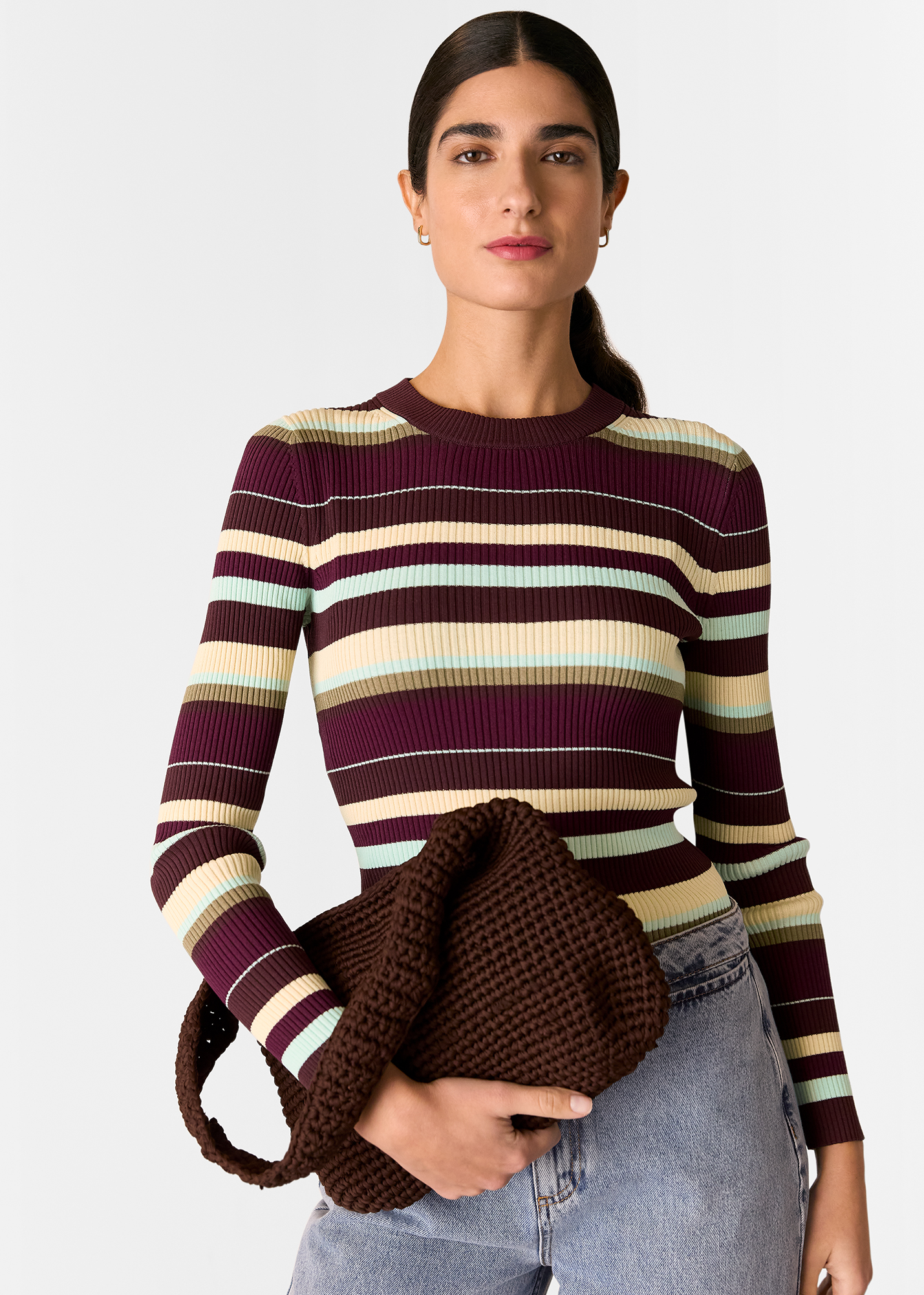 Whistles Women's Multicolour Multi Stripe Crew Neck Knit Size 6