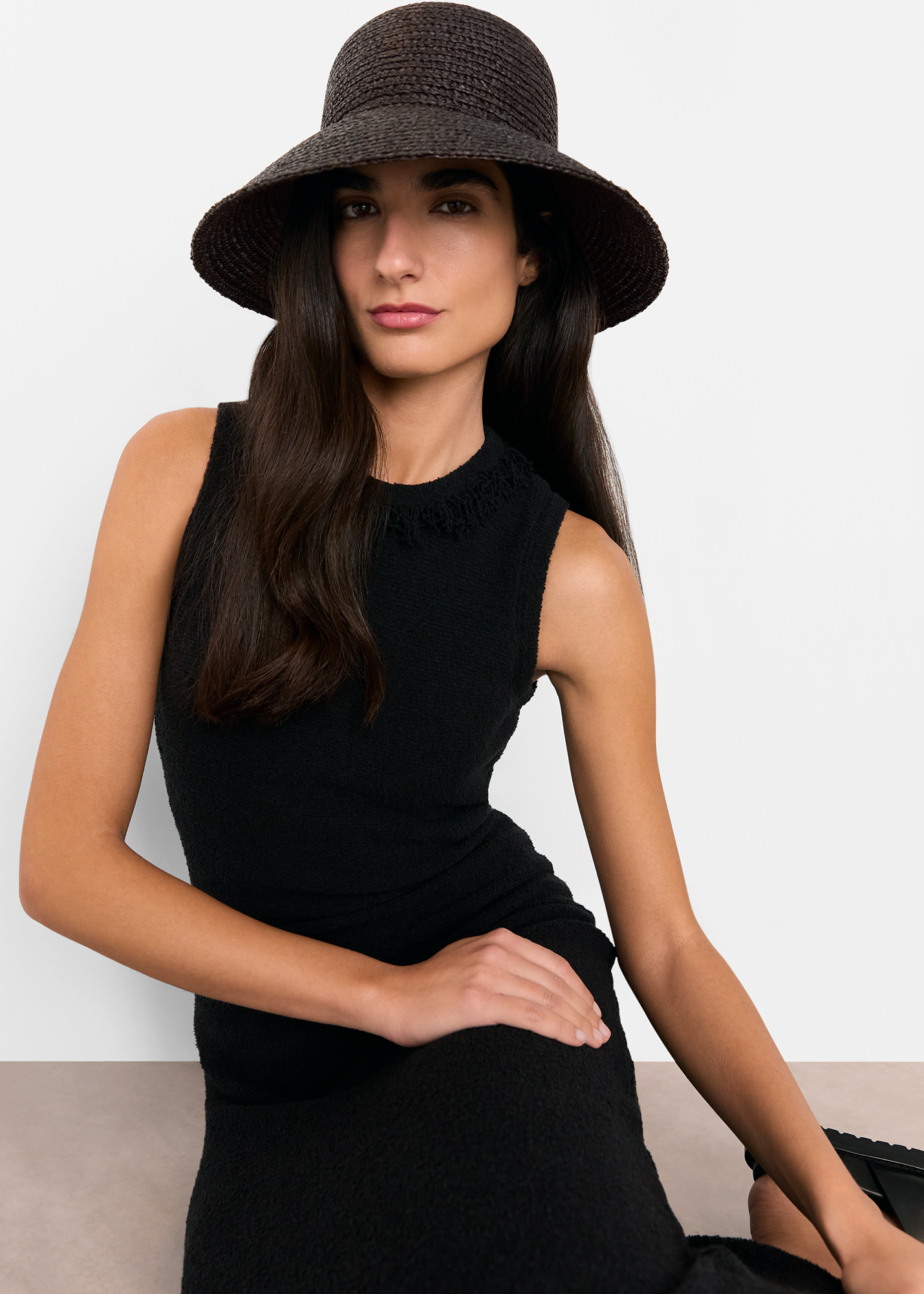 Whistles Women's Black Wide Brim Straw Hat Size S/M