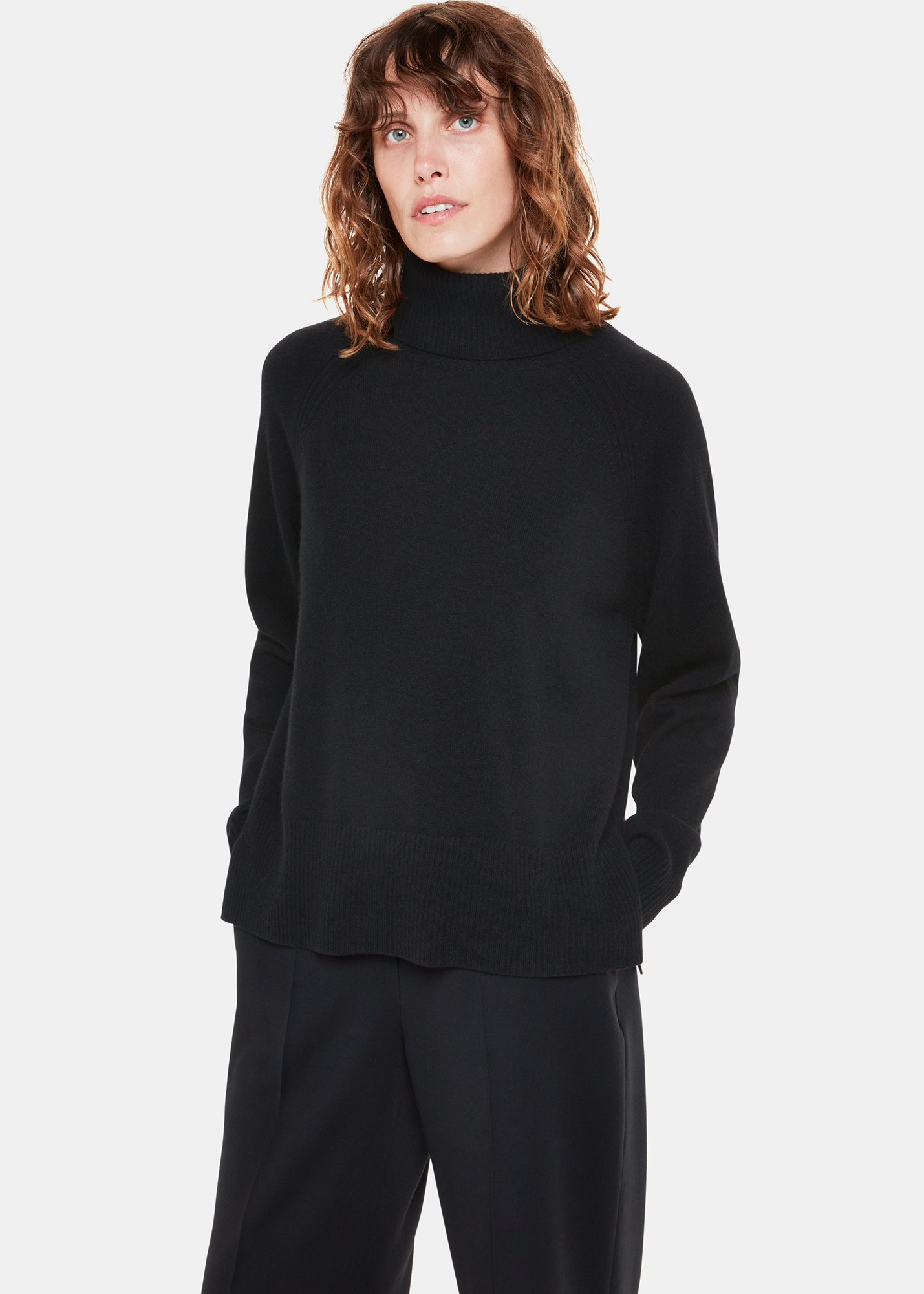 Whistles Women's Black Cashmere Roll Neck Jumper Size L