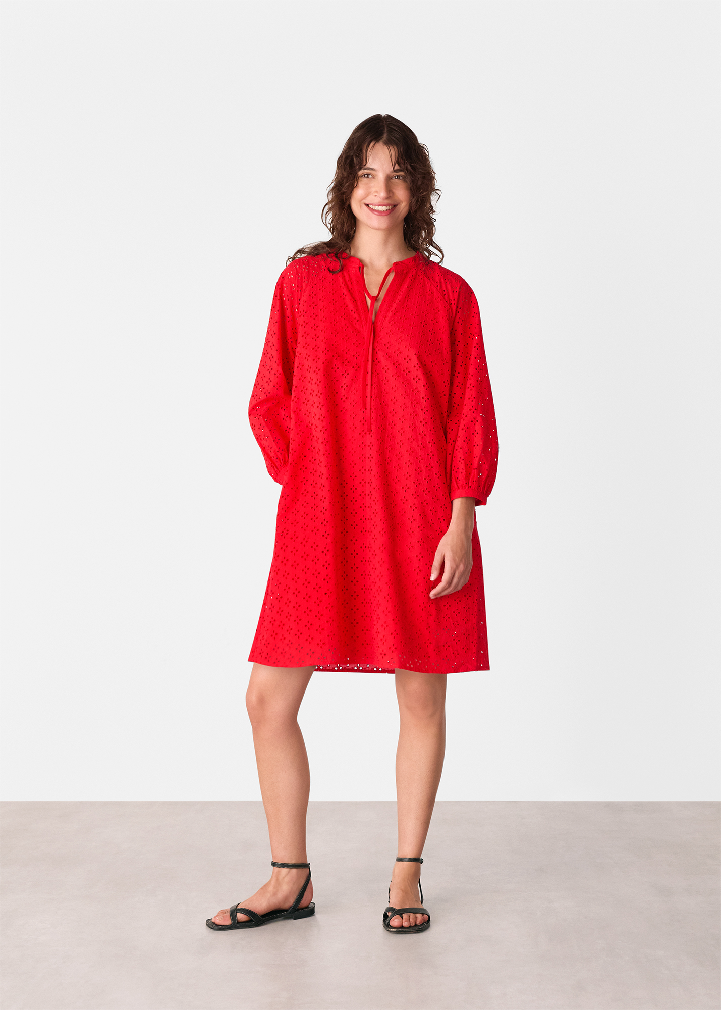 Whistles Women's Red Broderie Cotton Mini Dress Size 4