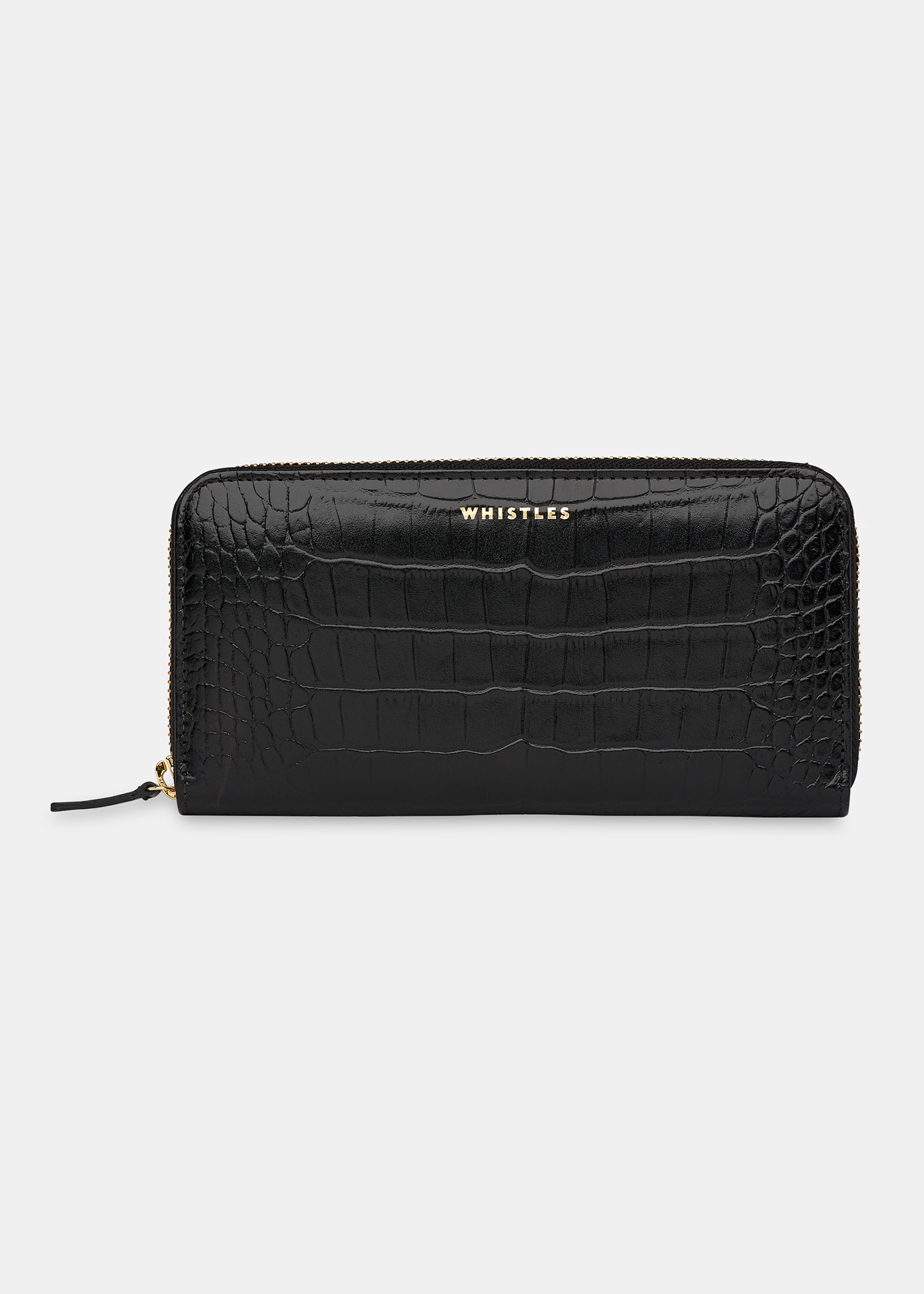 Whistles Women's Black Shiny Croc Long Purse 